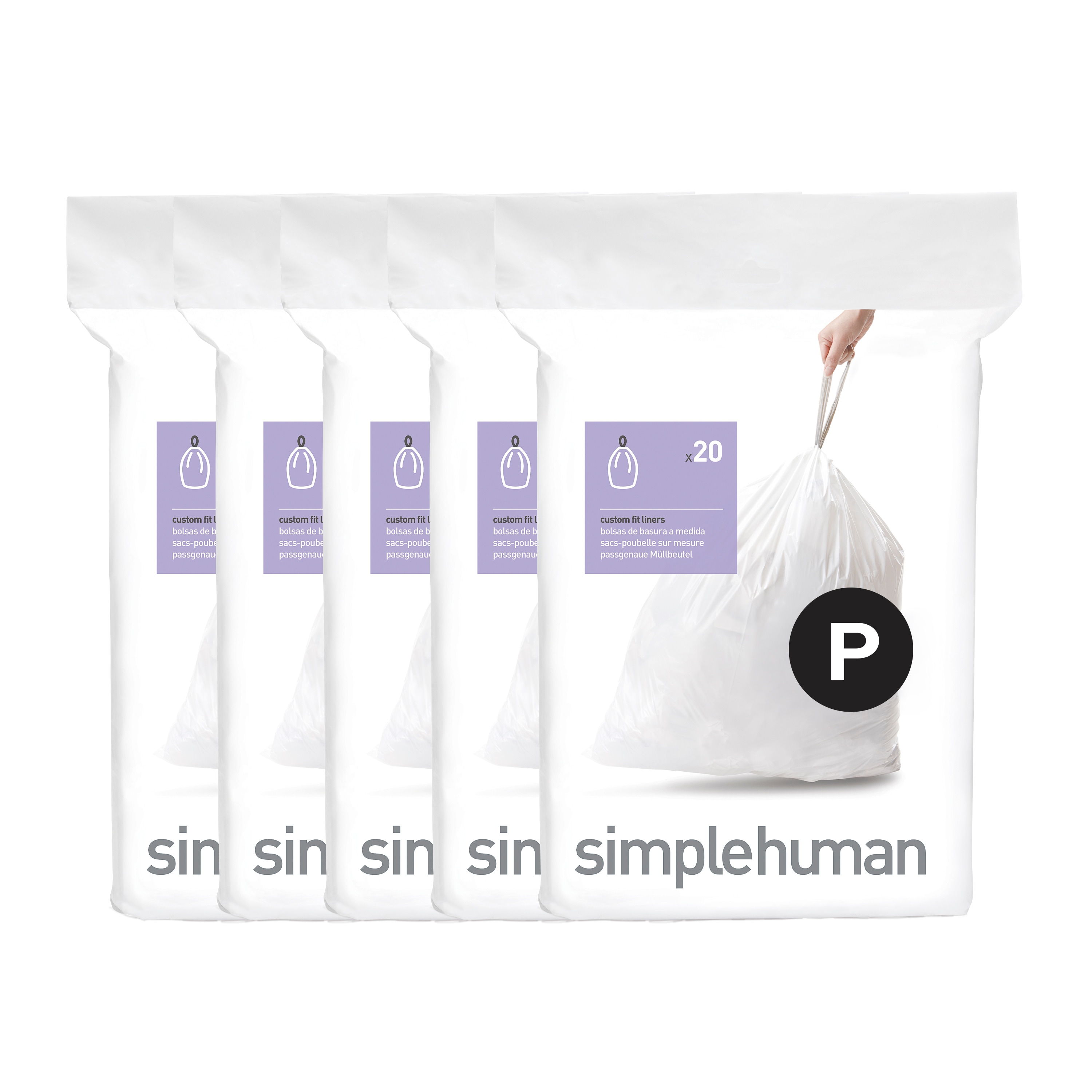 simplehuman 15.85-Gallons White Plastic Can Drawstring Trash Bag