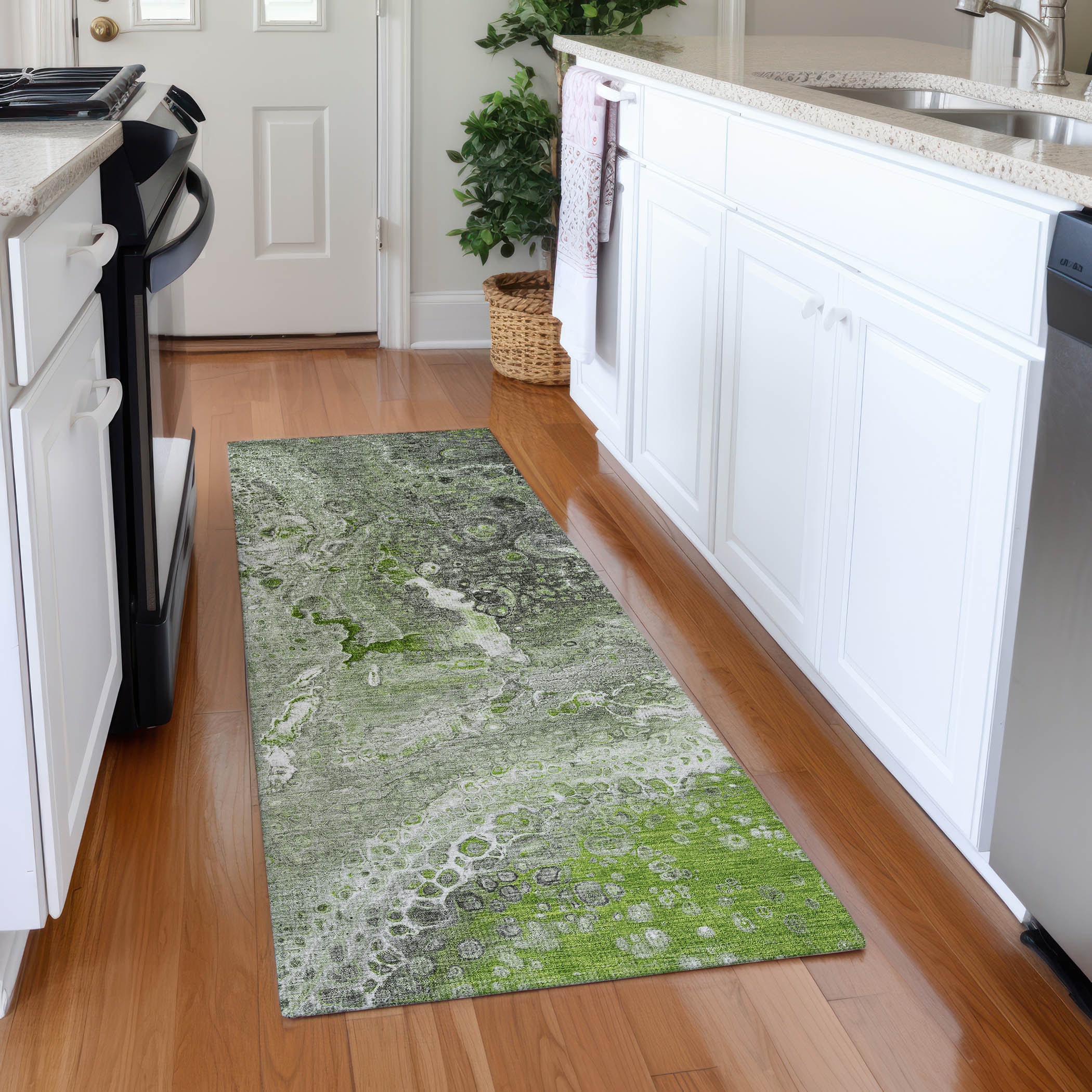 Addison Rugs ACN588AL2X8 Chantille ACN588AL 2 x 7 (ft) Polyester Aloe Rectangular Indoor/Outdoor Geometric Moroccan Machine washable Runner rug