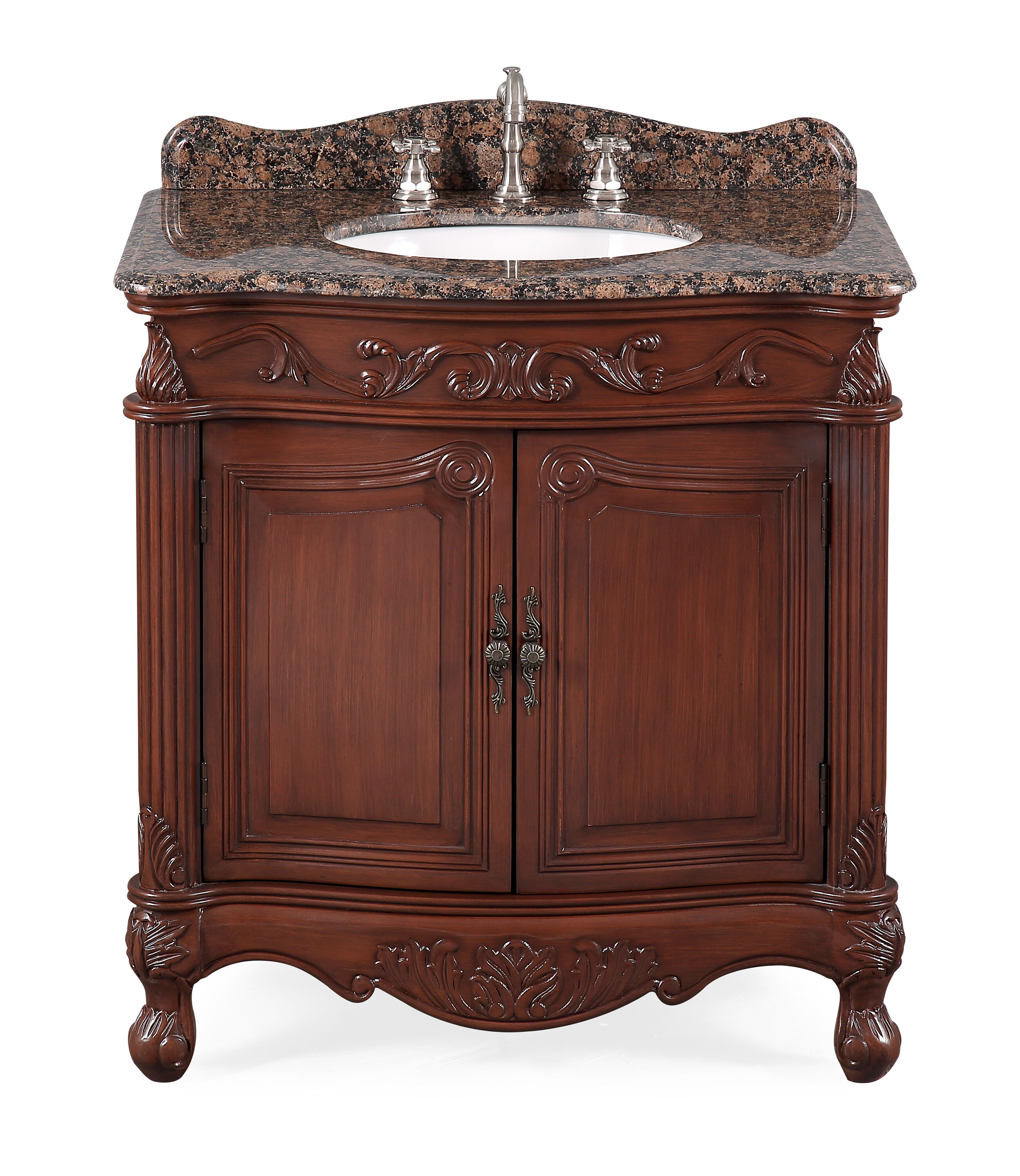 Benton Collection 32 Inch Classic Style Medium Brown Fiesta Bathroom Sink Vanity