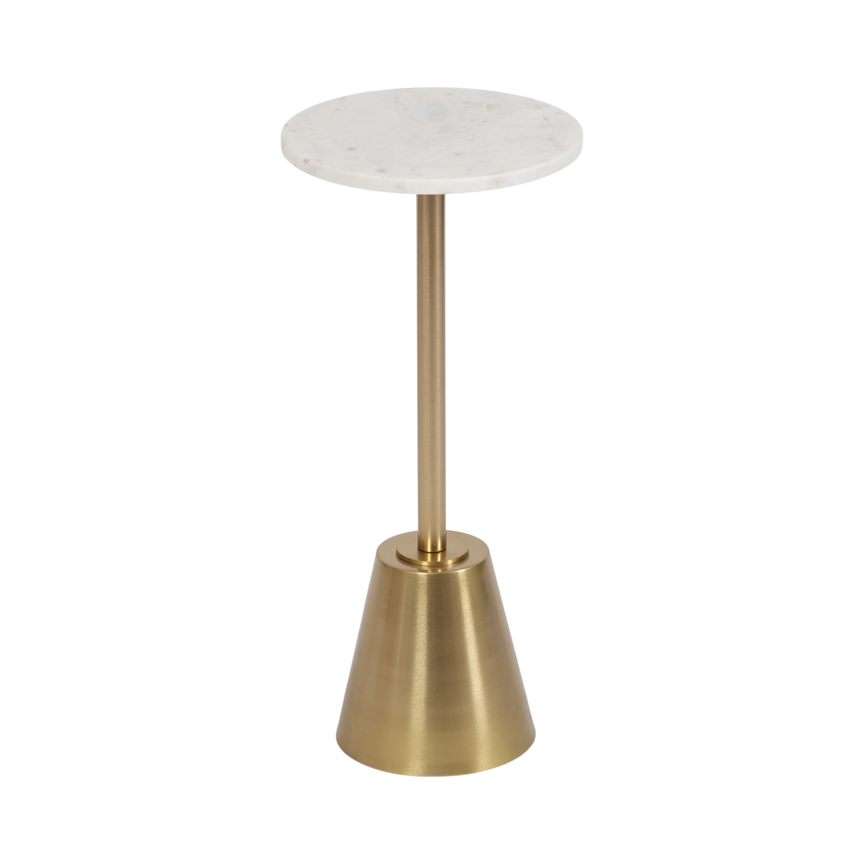Kate and Laurel 227829 Tira 10.00-Inches W x 22.00-Inches H Gold Stone Round Modern End Table Assembly Required