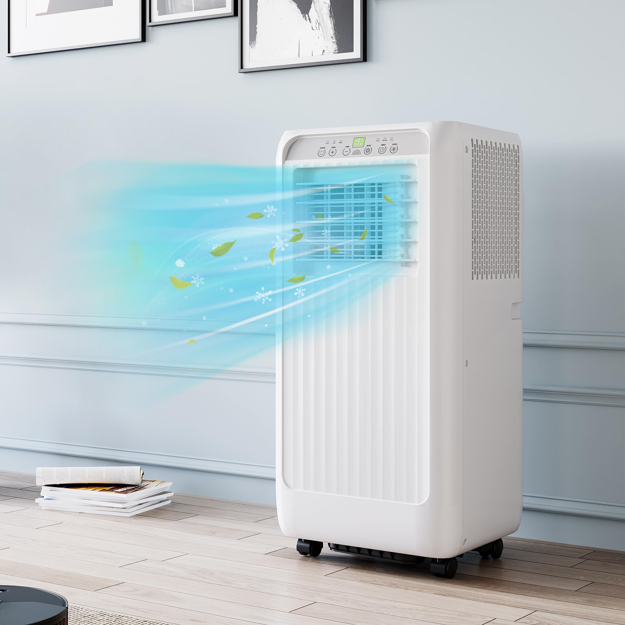 IdealHouse 8000 BTU Portable Air Conditioner Cools 350 Sq.ft 3-in-1 Mini Standing AC Unit Cool Fan Dry Quiet Operation Remote Fast Cooling Air Purification White Panel