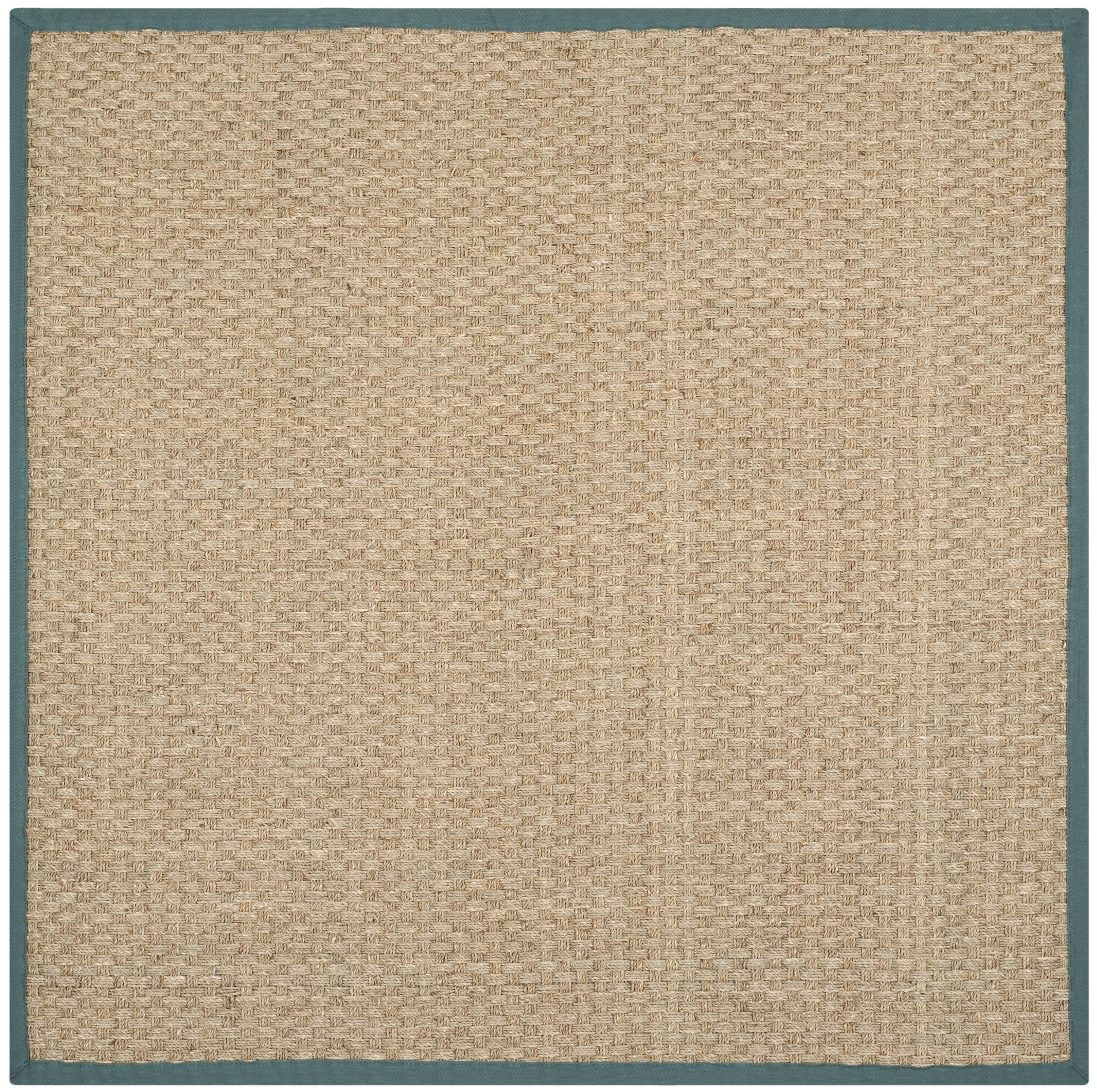 Safavieh NF114M-8SQ Natural Fiber Hampton 8 x 8 (ft) Loomed Seagrass Natural/Light Blue Square Indoor Solid Coastal Area rug