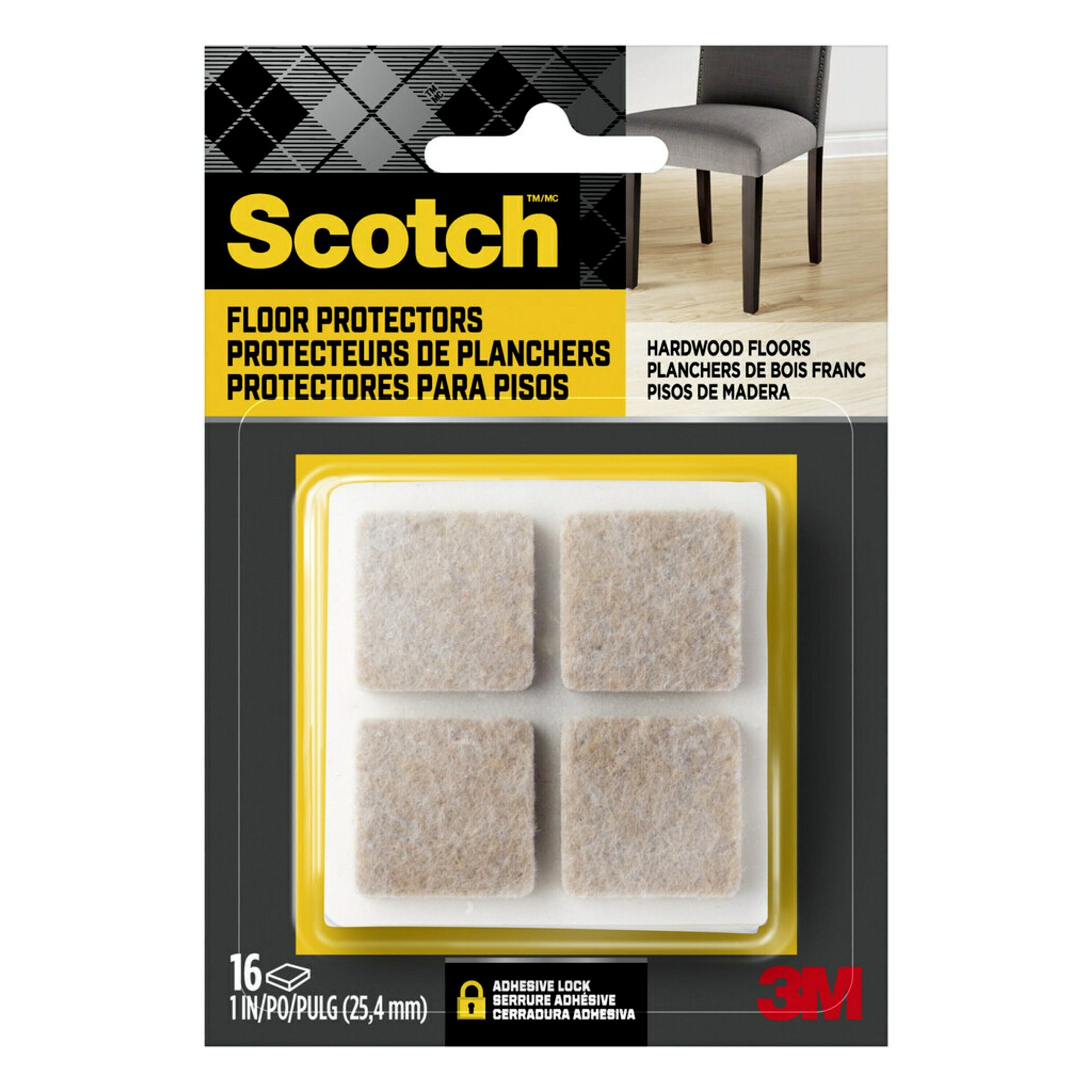 Scotch SP844-NA Square 16 -Pack 1-in Beige Square Felt furniture pads