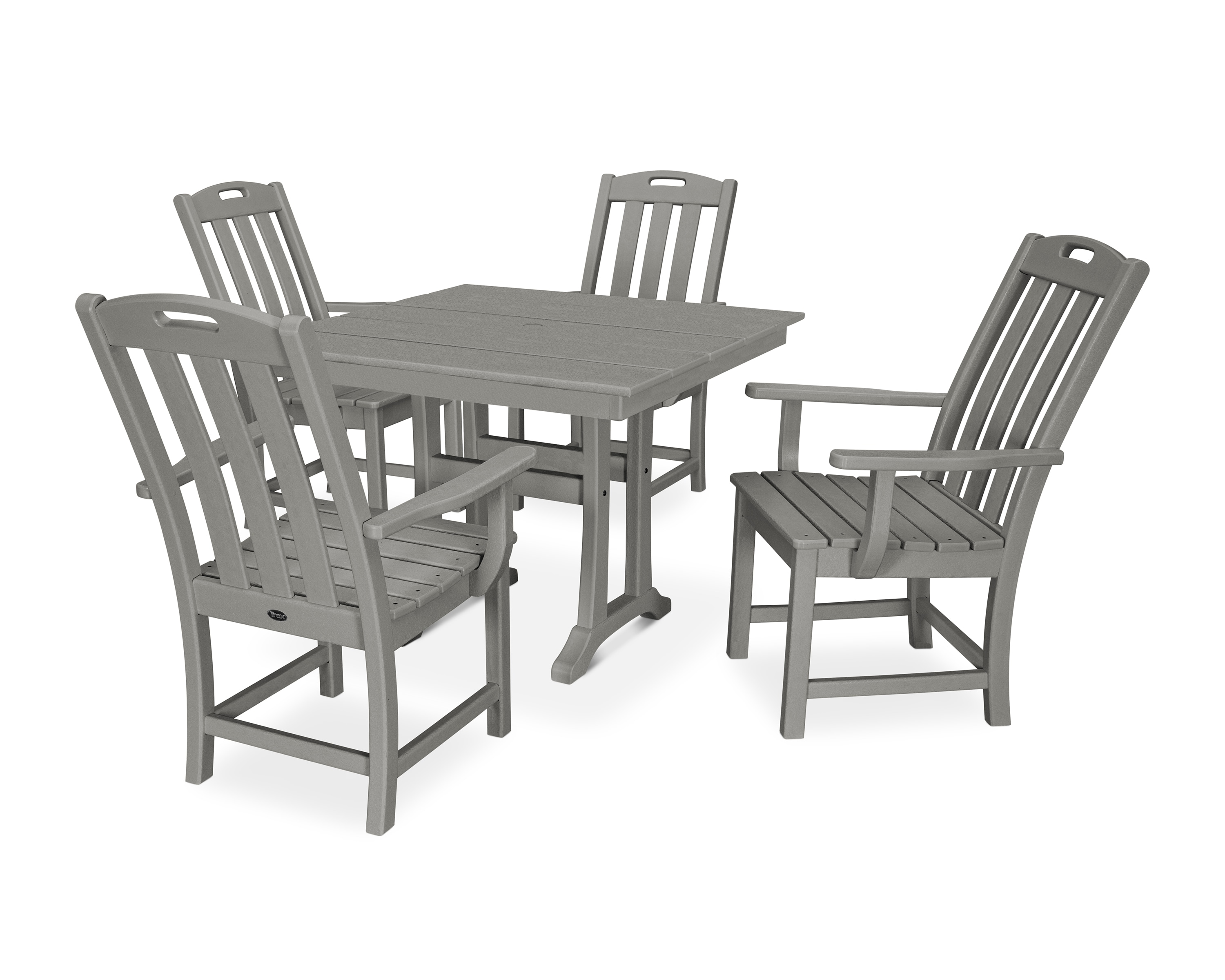 Trex Outdoor Furniture TXS461-1-SS Yacht Club 5 -Piece Stepping Stone Patio Dining Set Plastic Square Table with 4 Stationary Chairs