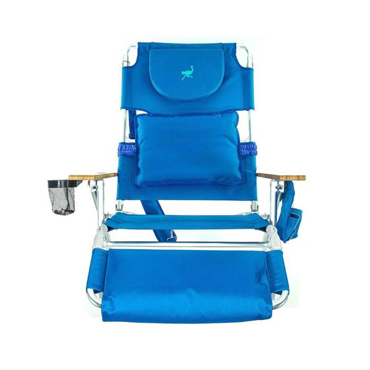 Blue Adjustable Aluminum Outdoor Reclining Beach Chair with Footrest