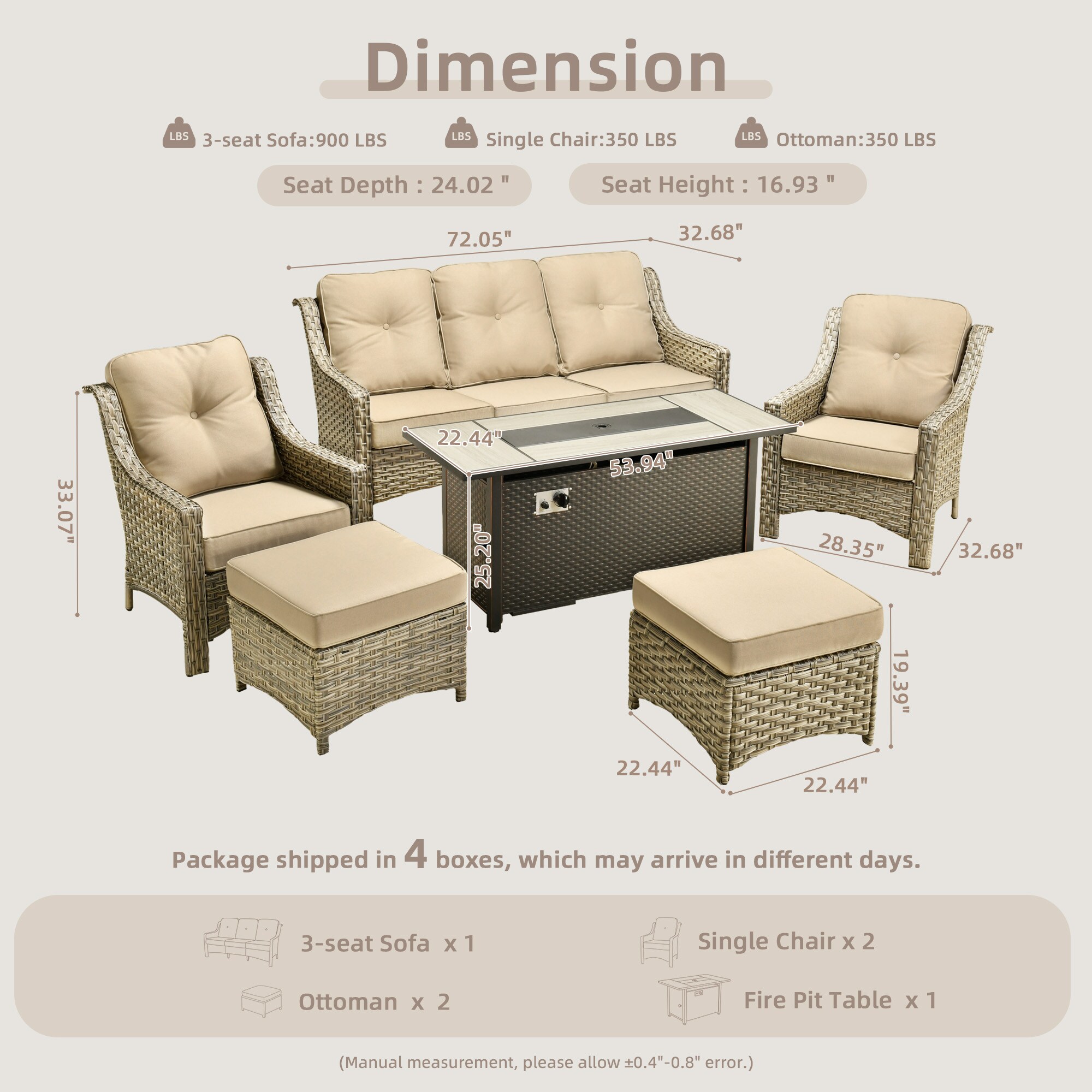 weaxty HMBCFP8503-PAD606 Patio-Conversation-Sets - View #7