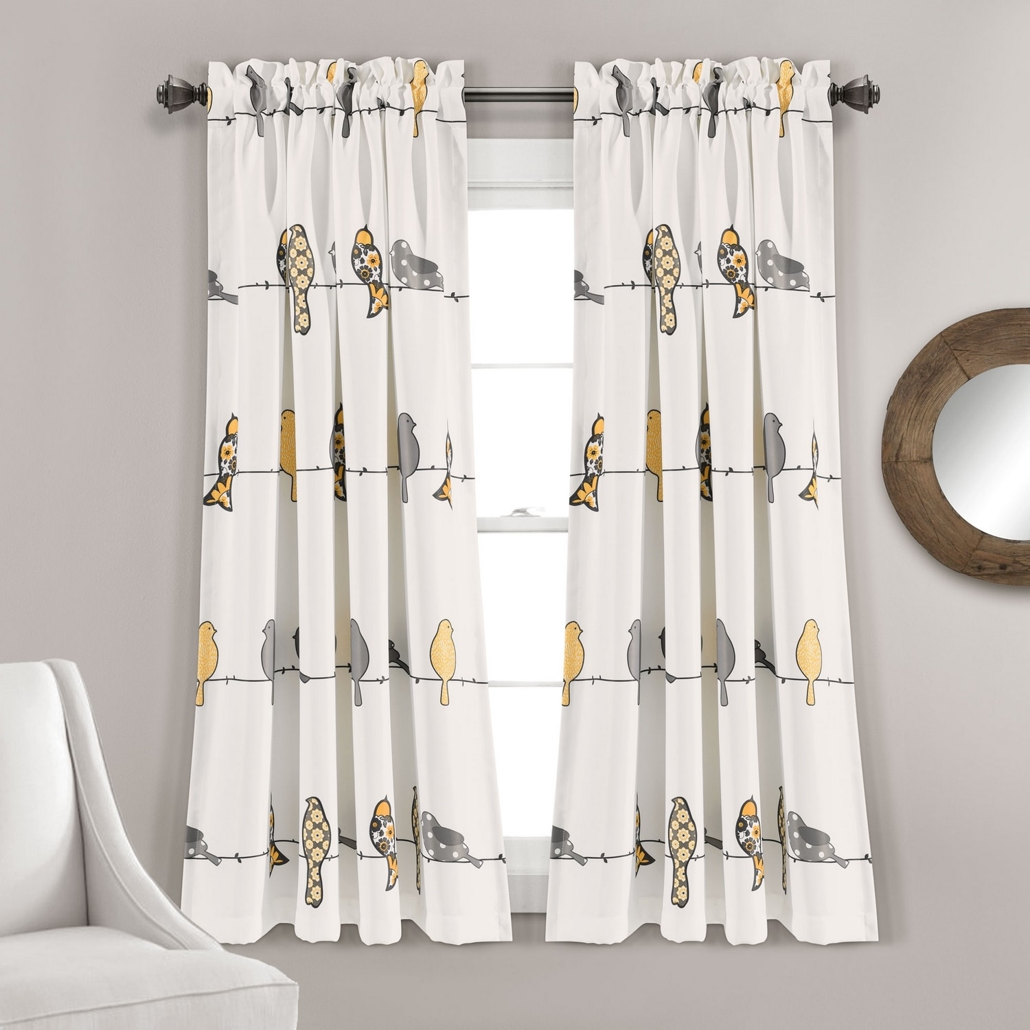 Lush Decor 16T003359 63-Inches Yellow Light filtering Rod pocket Curtain panel pair