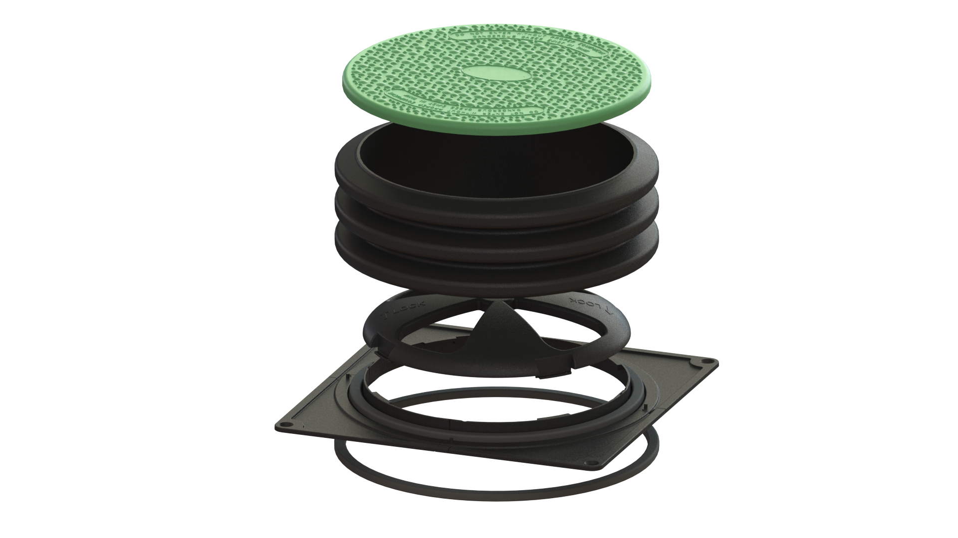 23.5" Diameter Black and Green HDPE Septic Tank Riser Kit