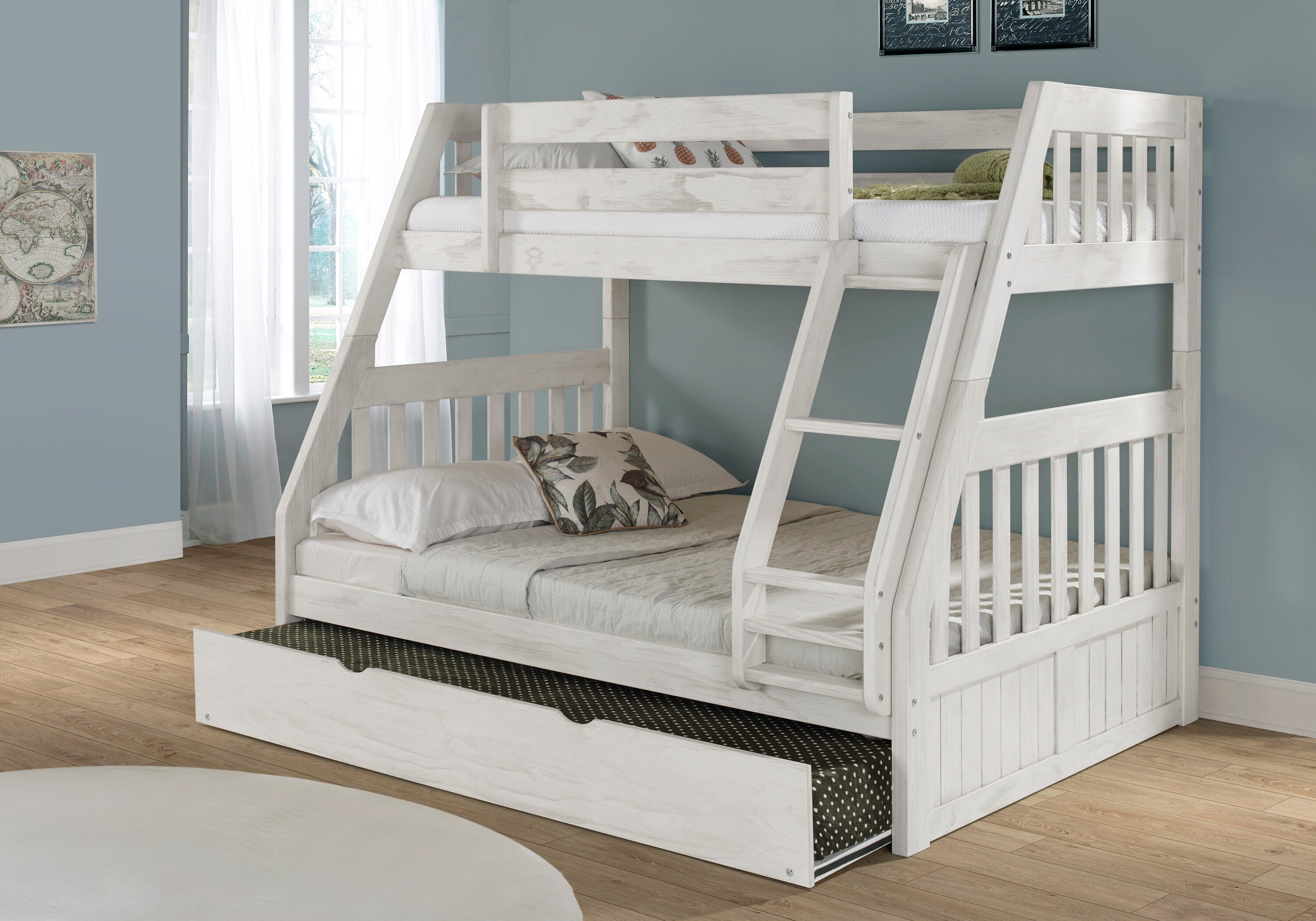 OSHOME 5219TRU-22 Light Ash Twin over full Bunk Bed