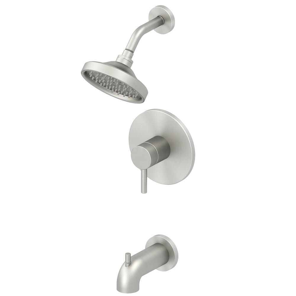 allen + roth Harlow Brushed Nickel Pvd 1-handle Single Function Round Bathtub and Shower Faucet Valve Included