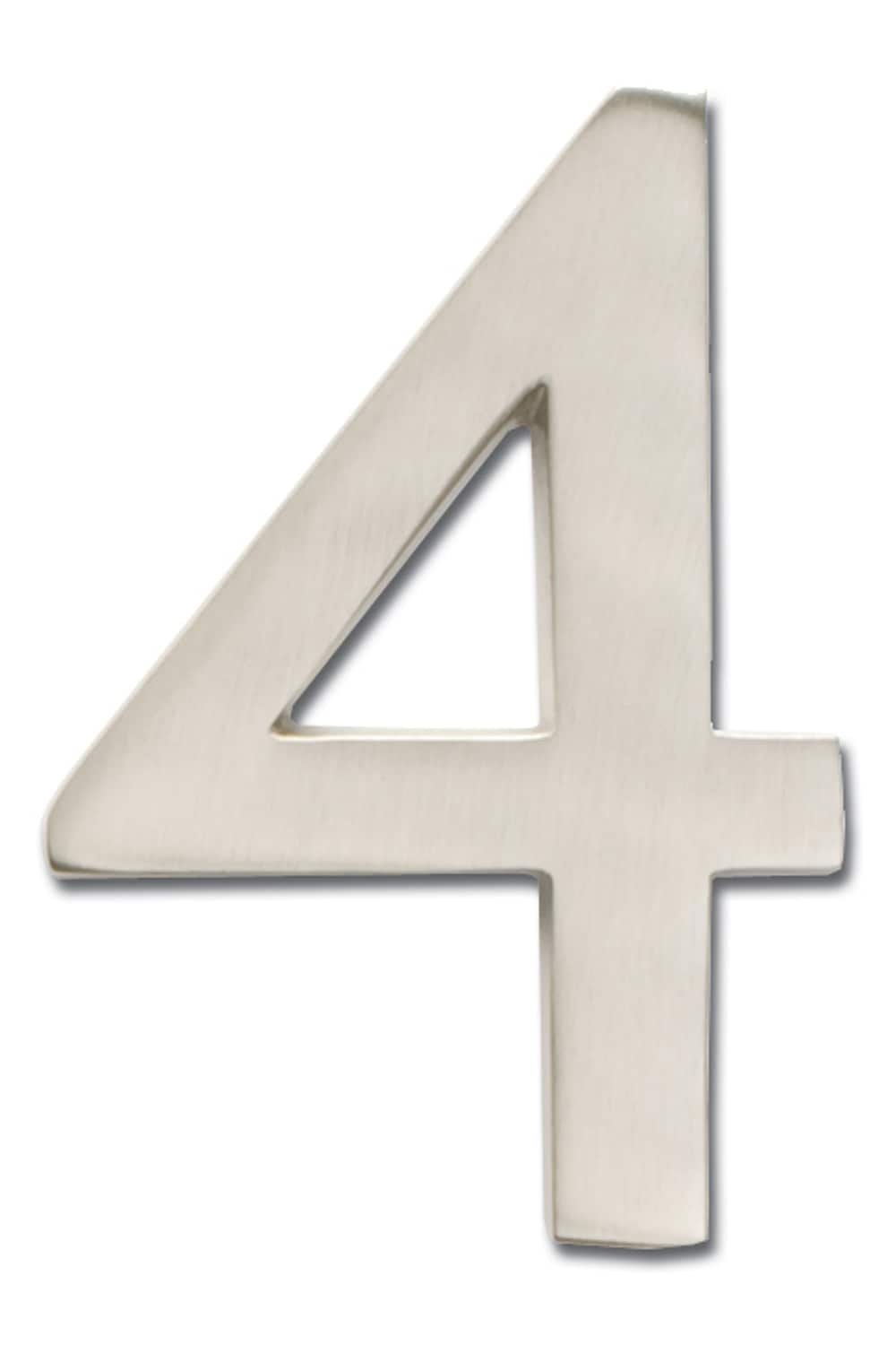 Architectural Mailboxes 3582SN-4 4-in Reflective Satin Nickel Number 4
