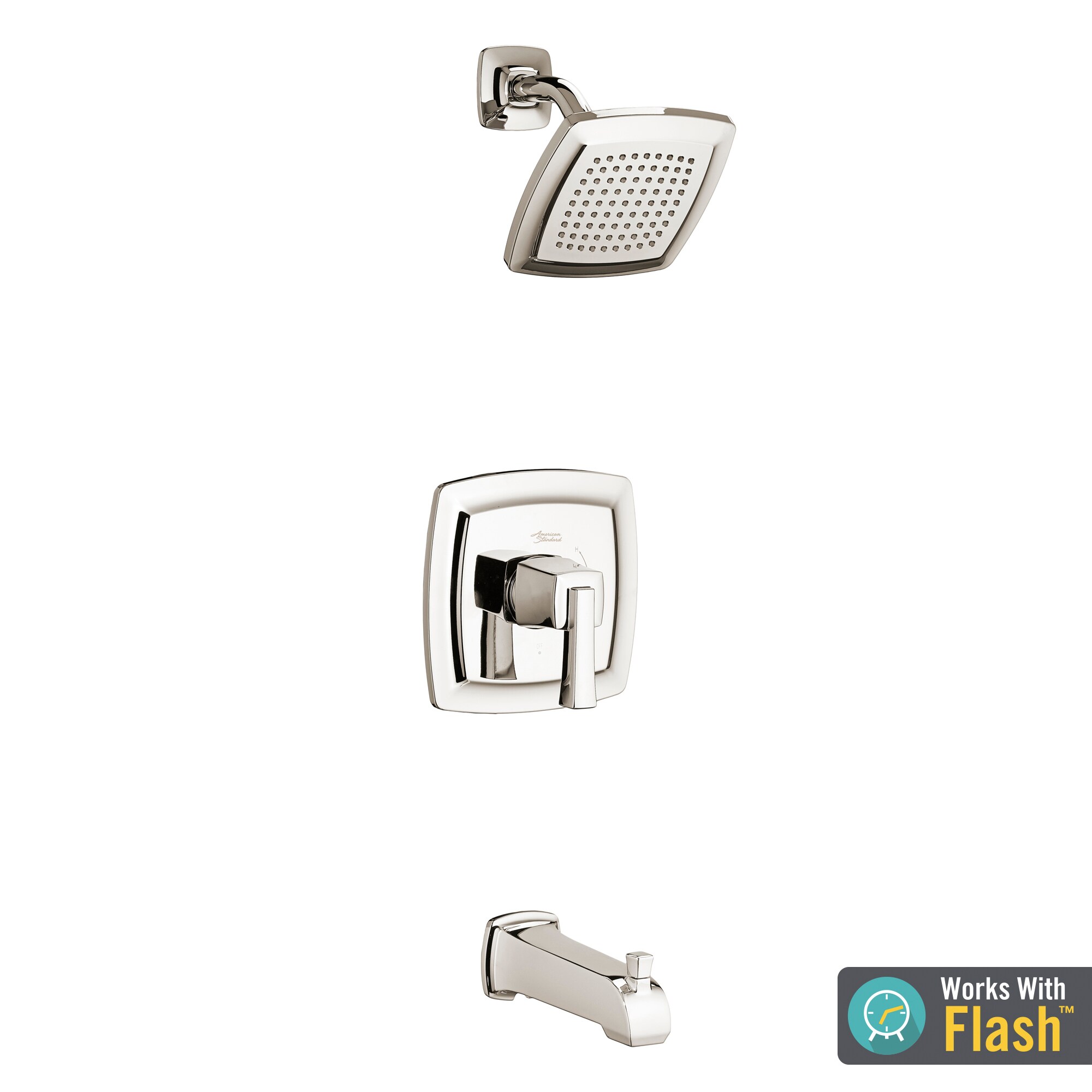 American Standard TU353502.013 Townsend Polished Nickel 1-handle Single function 6.125-Inches Square Bathtub and shower Faucet