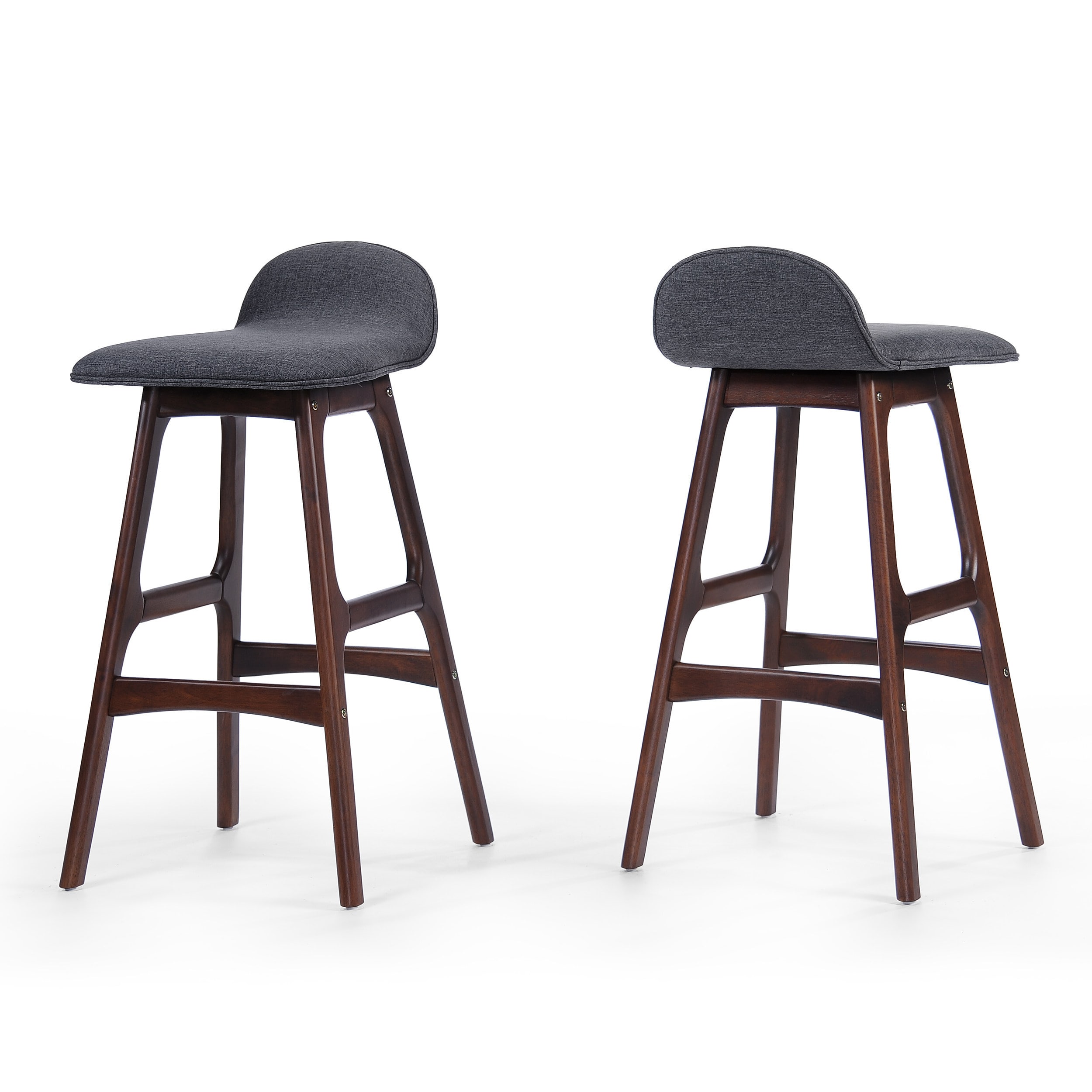 Best Selling Home Decor 300106 Gray 28.5-in H Bar height Upholstered Wood Bar Stool 2 -Pack