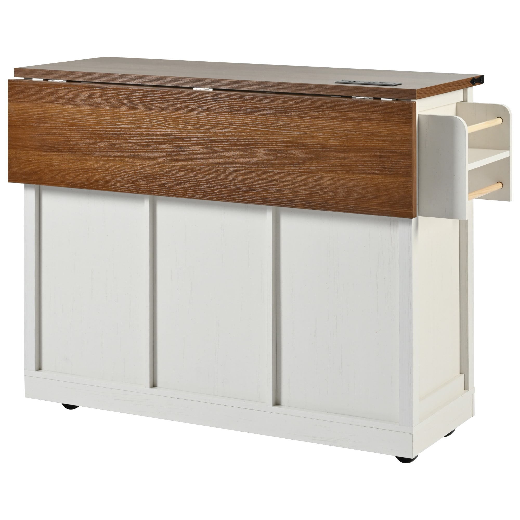 Best Selling Home Decor 329598 White MDF Base with Particleboard Rolling Kitchen Island ( 28.75-in x 53.75-in x 36.5-in )
