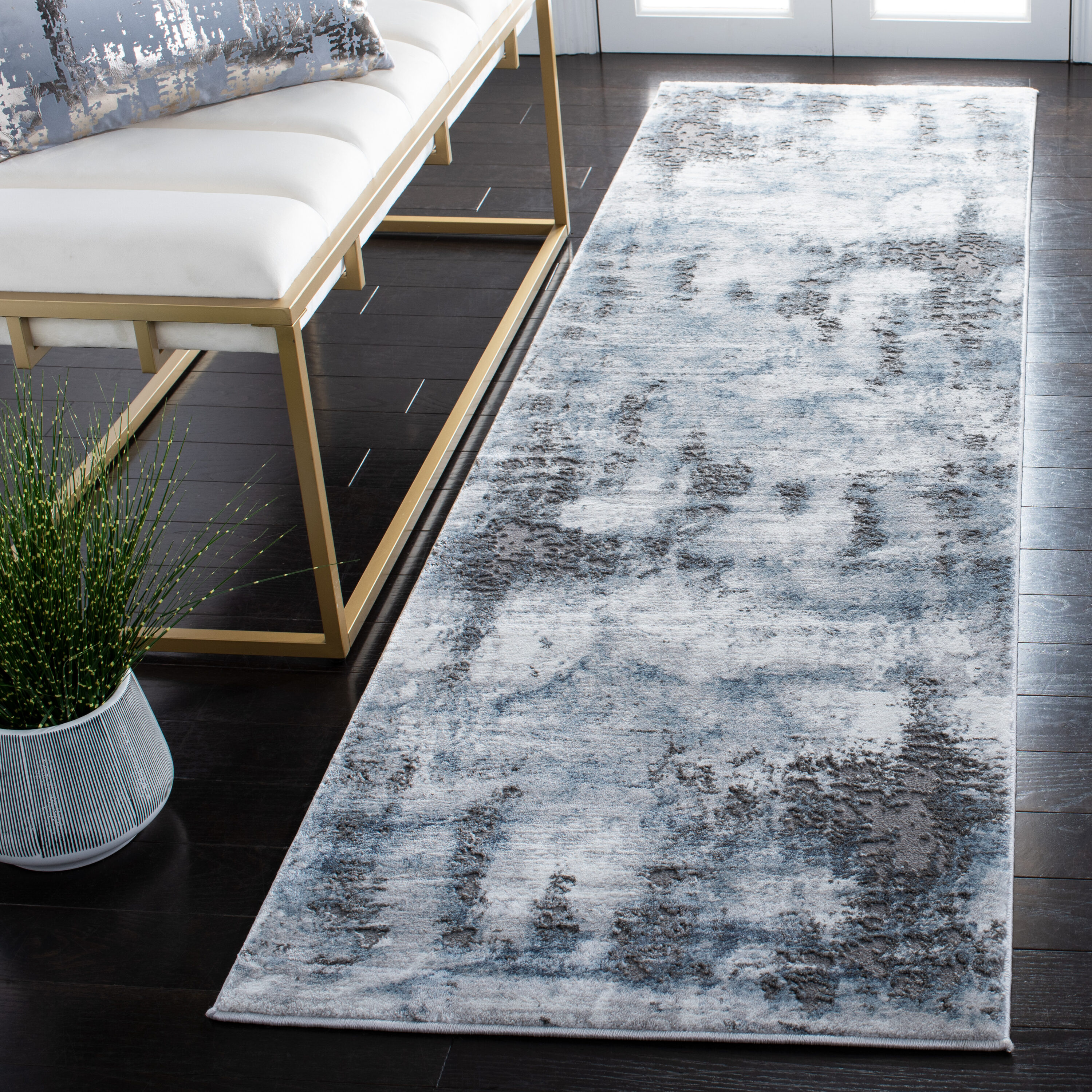 Craft 850M Blue/Grey 2ft-3in x 8ft Runner Rug