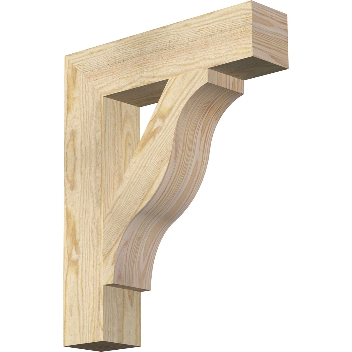 Ekena Millwork BKT04X18X22FST05RDF Funston Block Rough Sawn 4-in x 18-in x 22-in Douglas fir Brown Wood Standard bracket