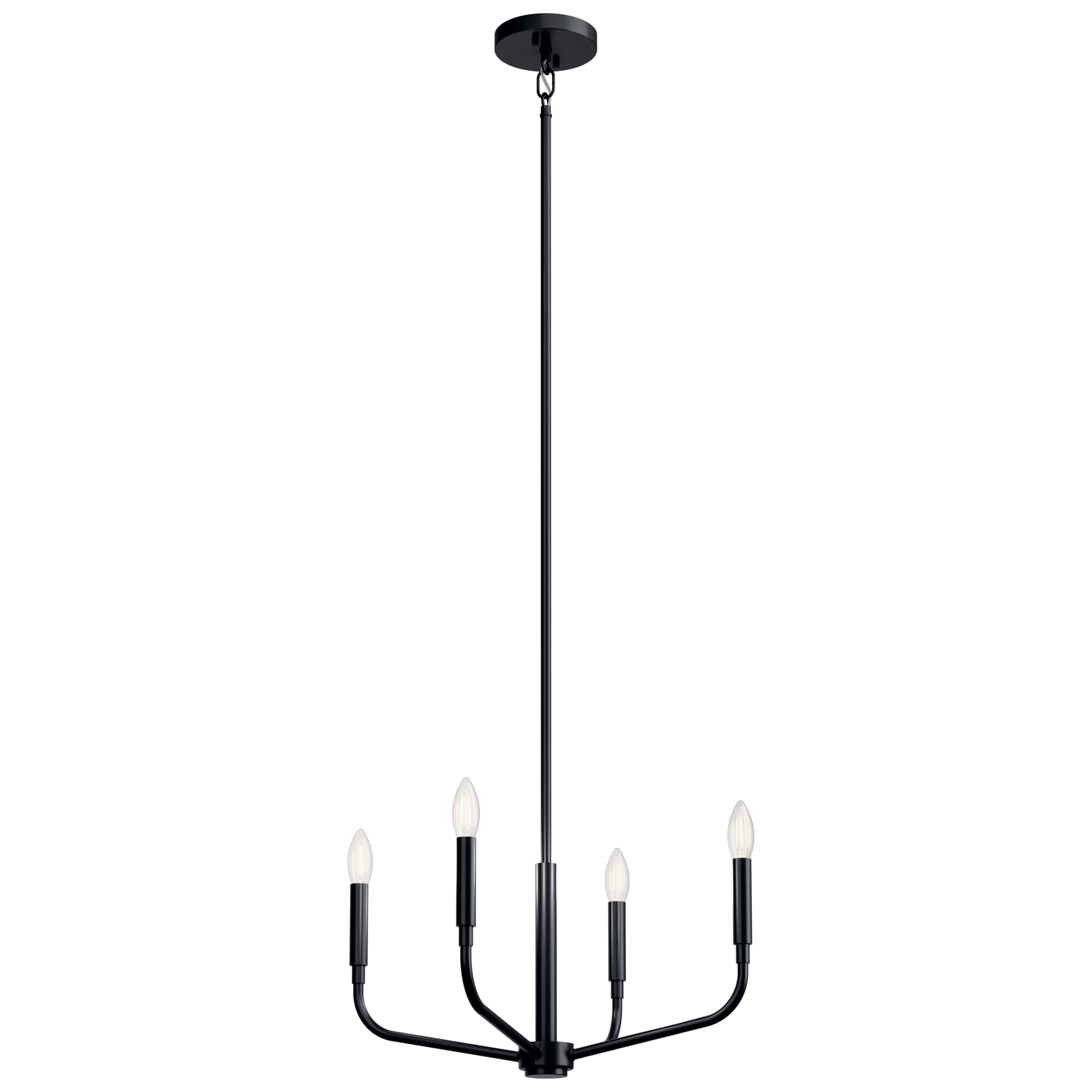 Kichler 52716BK Madden 4 -Light Brushed Black Modern/contemporary Bare bulb For Use in Bedrooms, Dining Rooms, Foyers, Kitchens, Living Rooms Chandelier