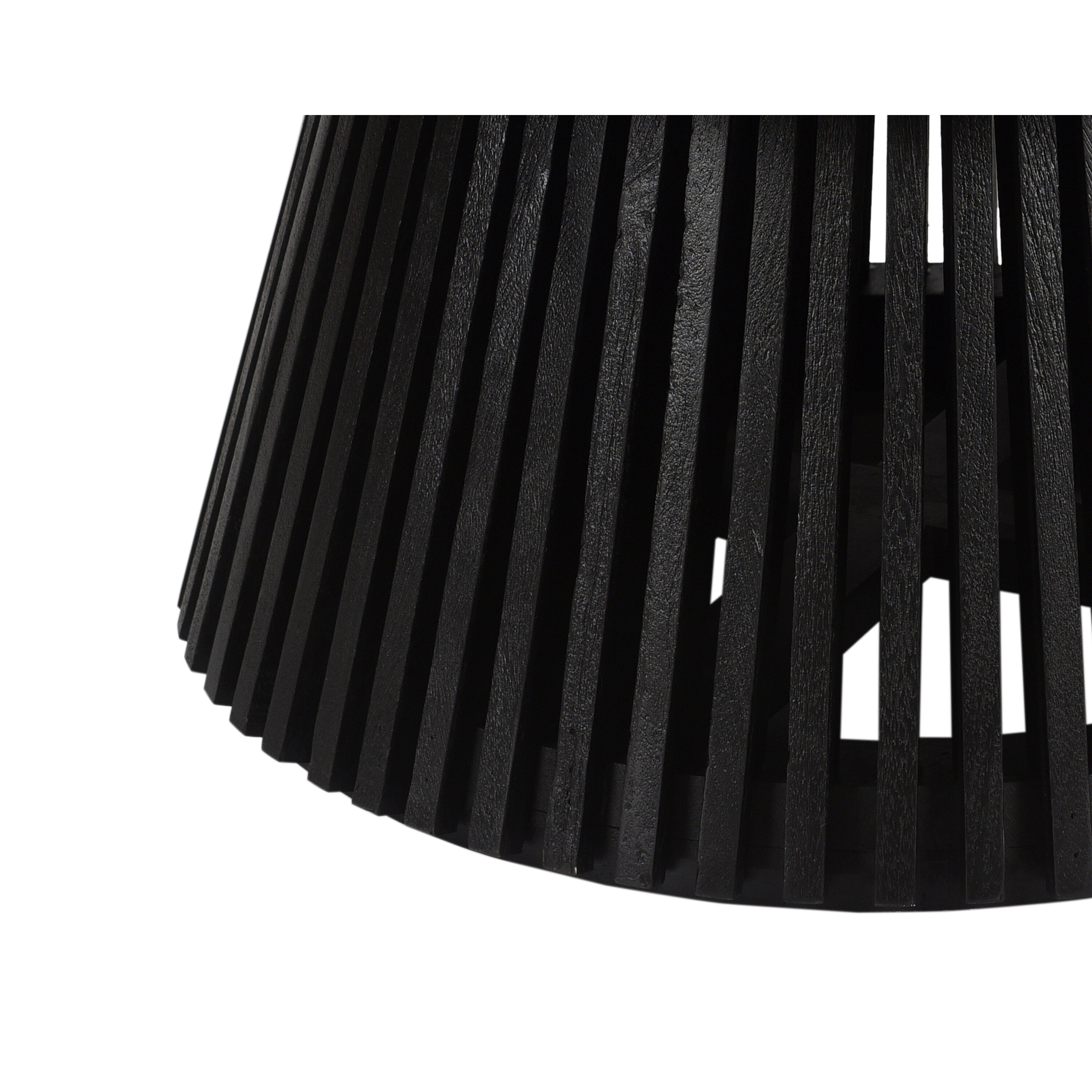 Jet Black Round Solid Wood Coffee Table with Slatted Base
