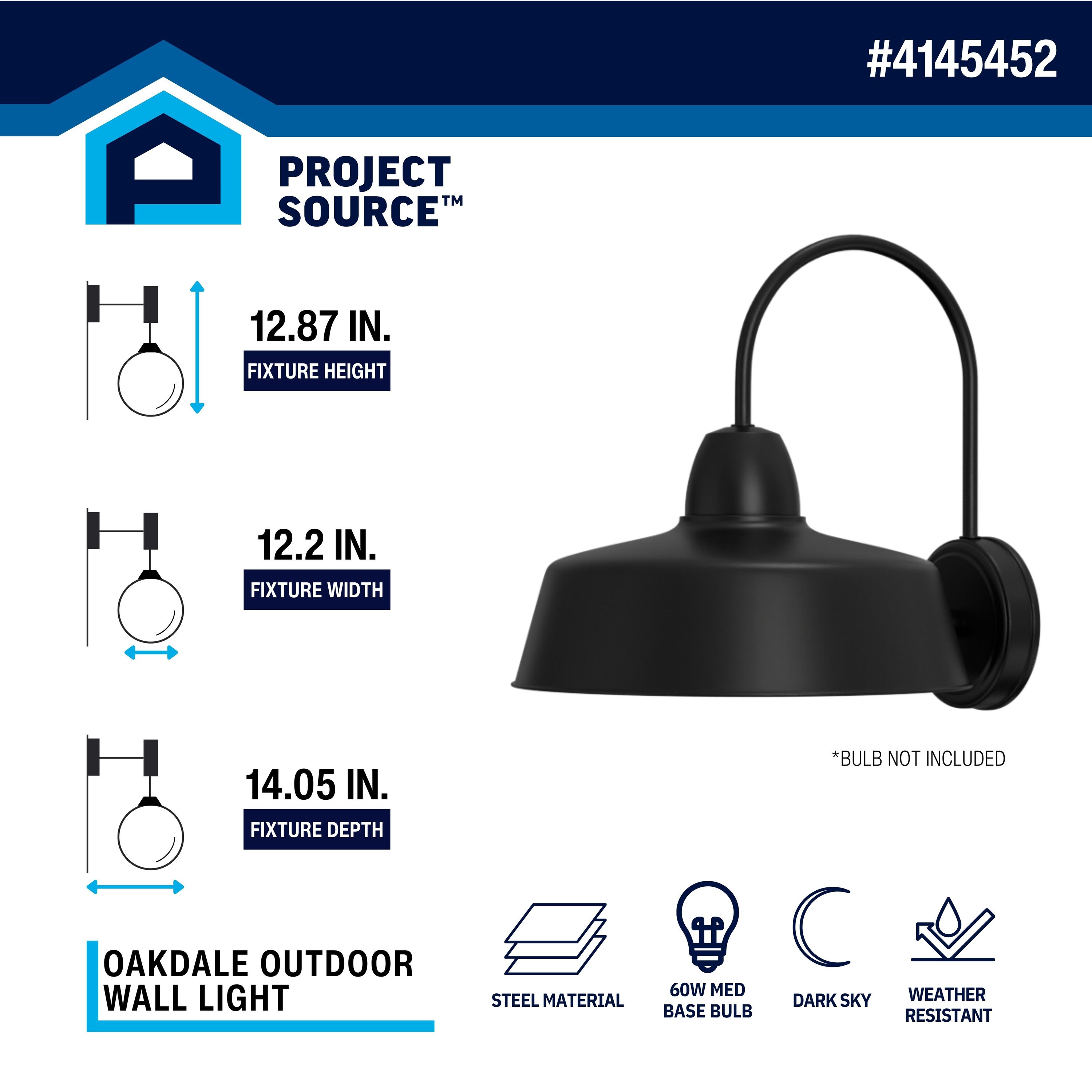 Project Source WLM141MBK Outdoor-Wall-Lighting - View #4