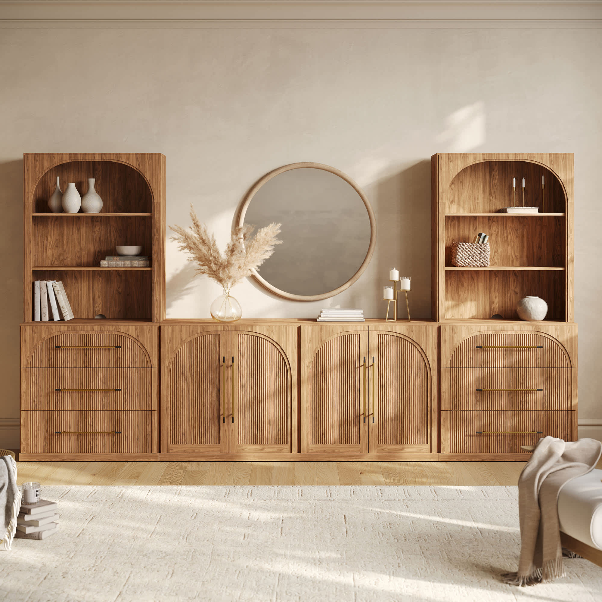 Belleze  6 Piece Modular TV Stand Set Jagger Series 1B2H Camel