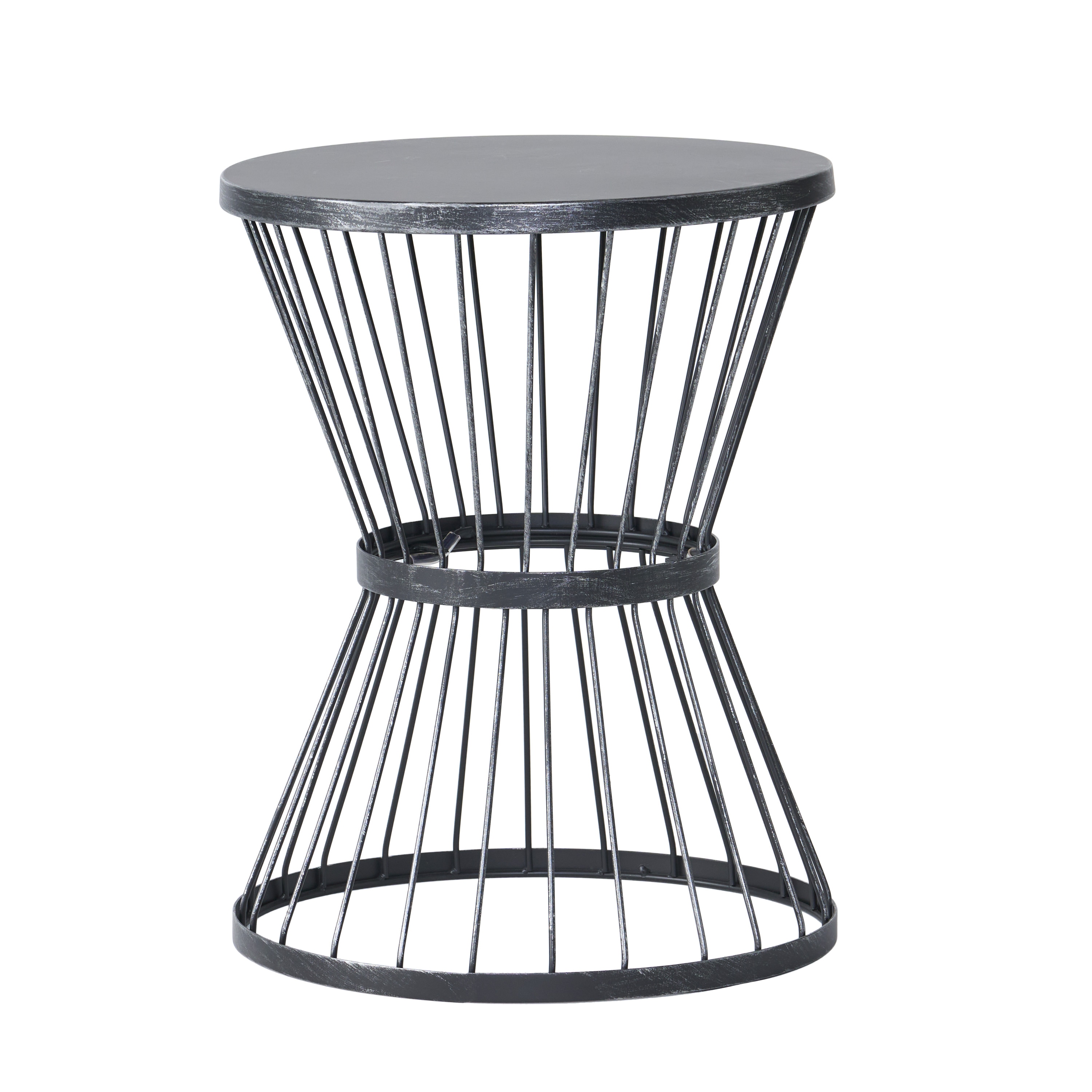AHIOU HOME ZAAHG-62073.00BLKGS 21-in Black Metal Barrel Garden Stool