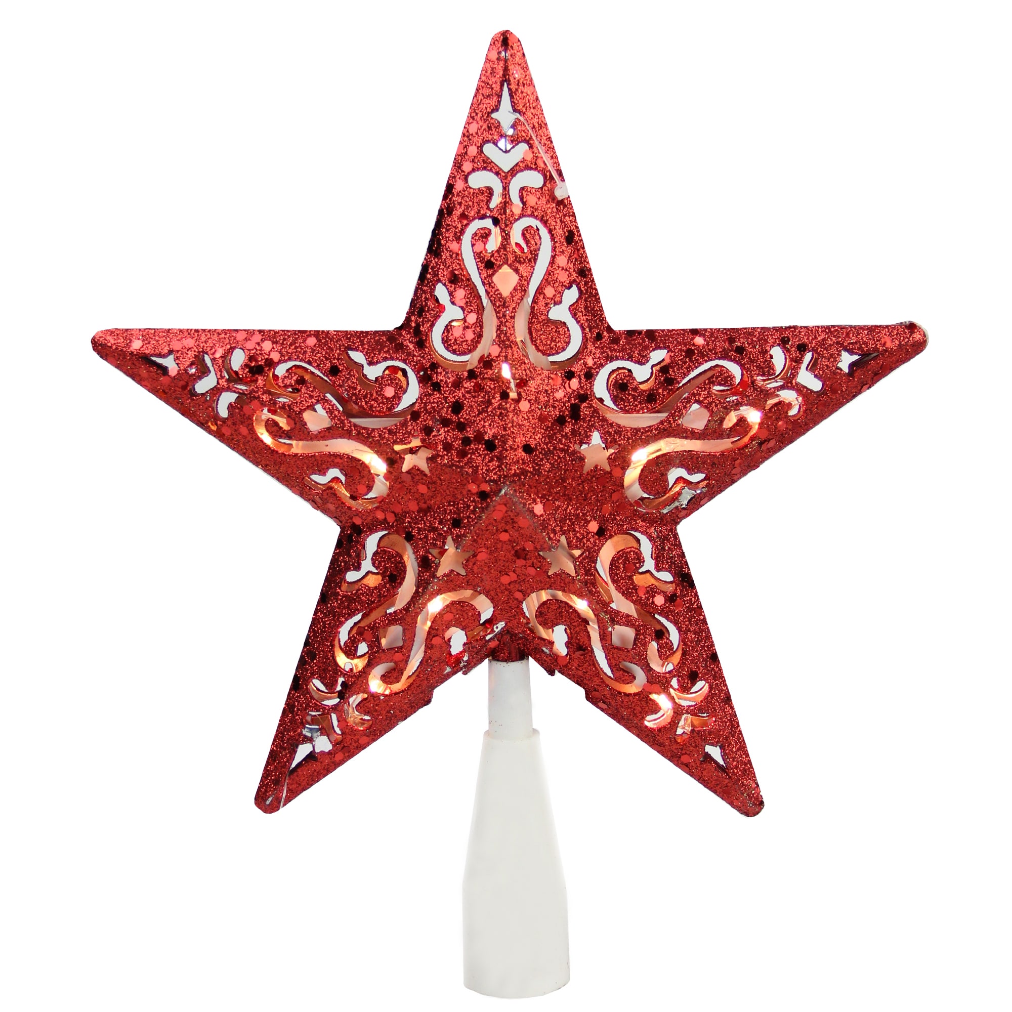 Northlight 32606348 8-in Star Red White Christmas Tree Topper