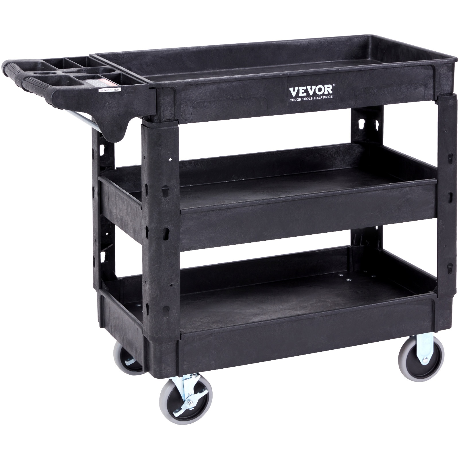 Lorell 3-Shelf Utility Cart - Steel - 400 lb Capacity - Black - Convenient  Worksurface - Industrial-Strength Casters - Rack Type