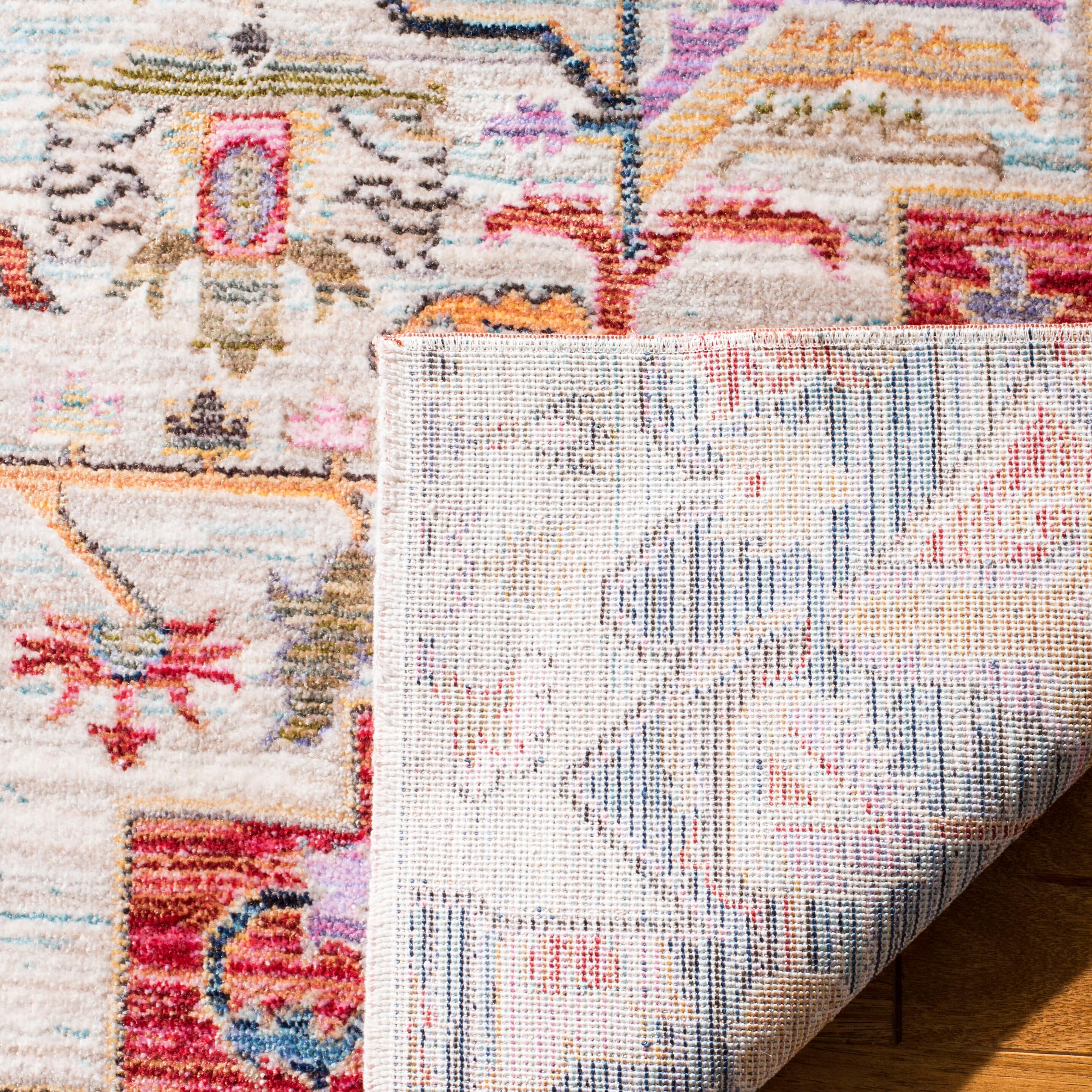 Reversible Red Cotton Synthetic 5' x 7' Rectangular Area Rug