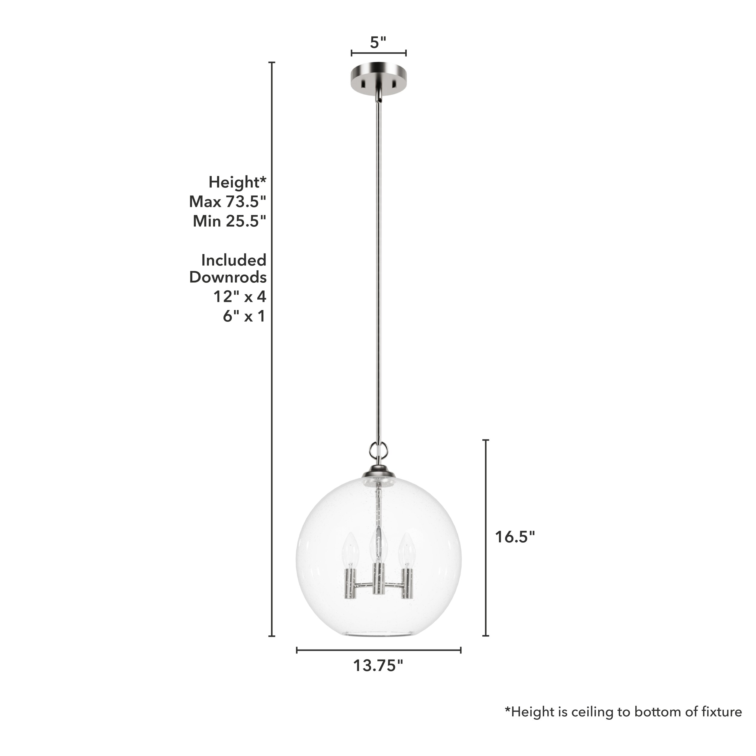 High Oaks Brushed Nickel Globe Pendant Light with Clear Glass Shade