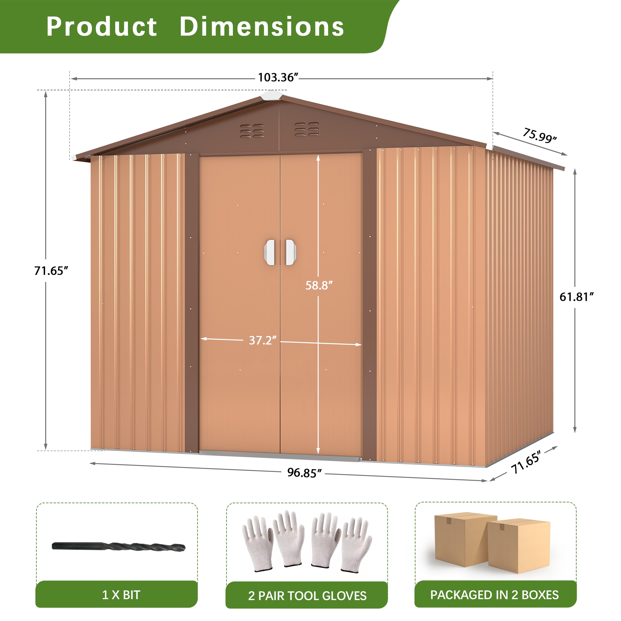 Jaxpety 8-ft x 6-ft SKY Galvanized Steel Storage Shed in the Metal ...