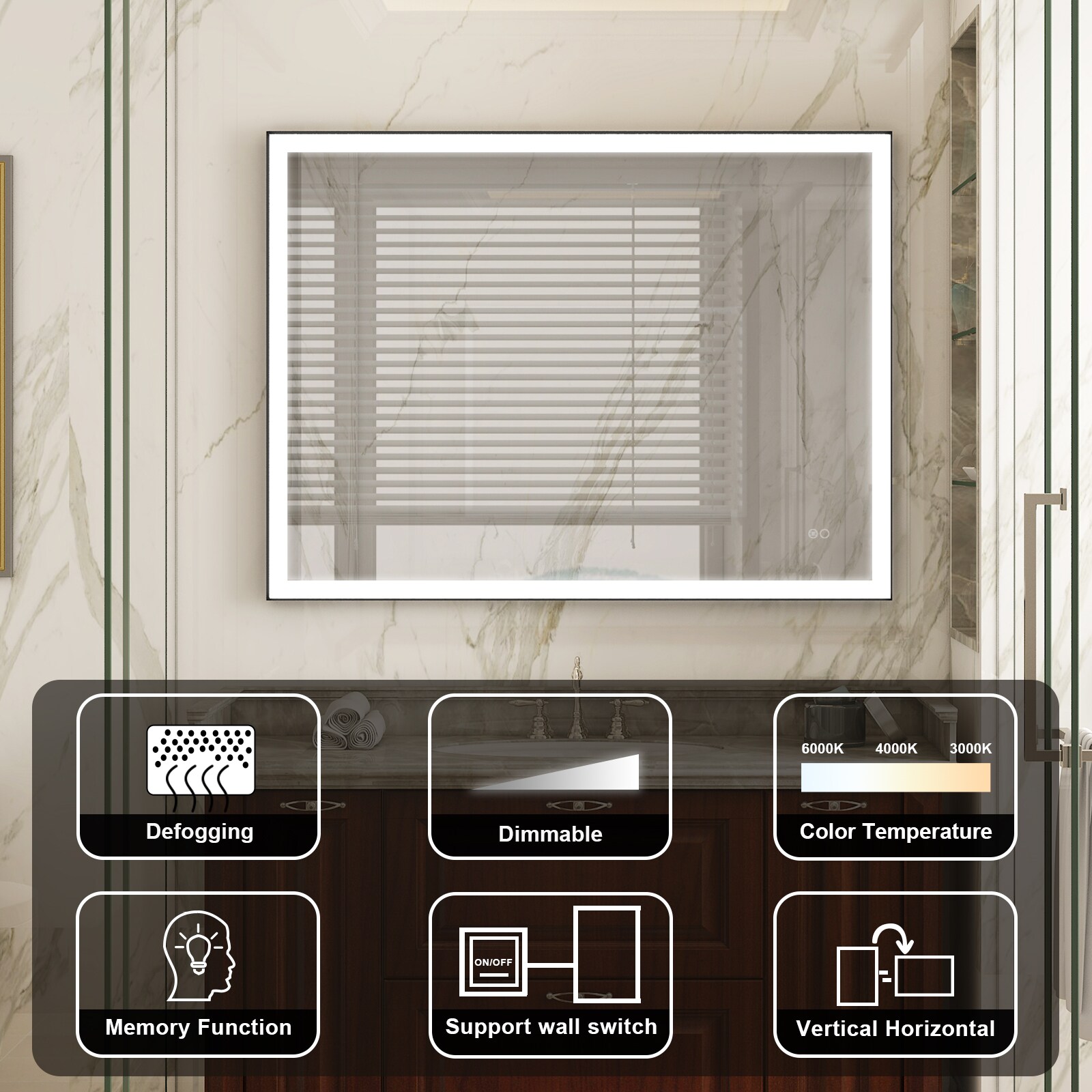 WELLFOR W5FM4836MB Framed-Bath-Mirrors - View #4