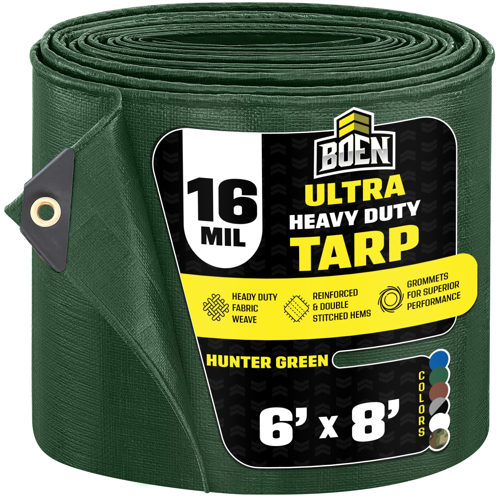 BOEN HGT-68 6-ft x 8-ft Green Waterproof Commercial Polyethylene 16-mil Tarp