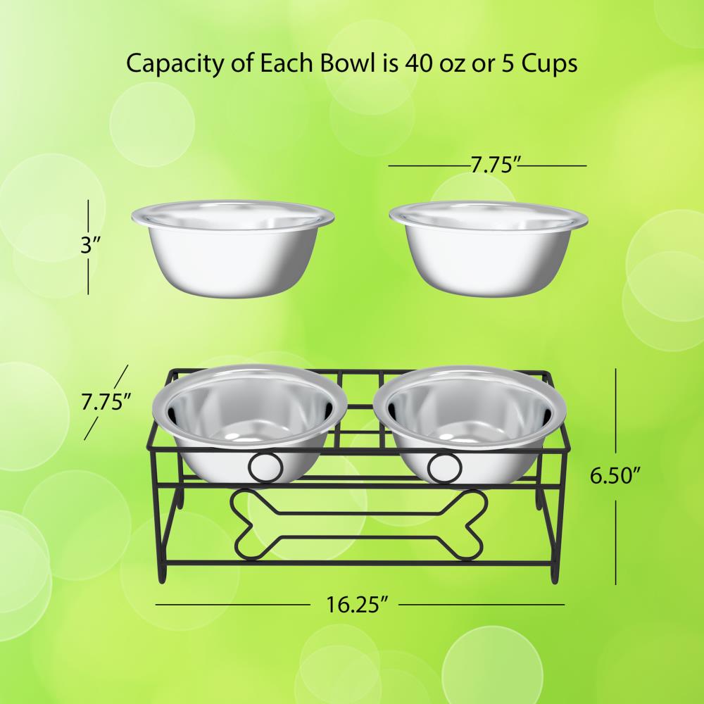 Pet Pal 40-oz Stainless Steel Dog/Cat Bowl(s) with Stand (2 Bowls) at