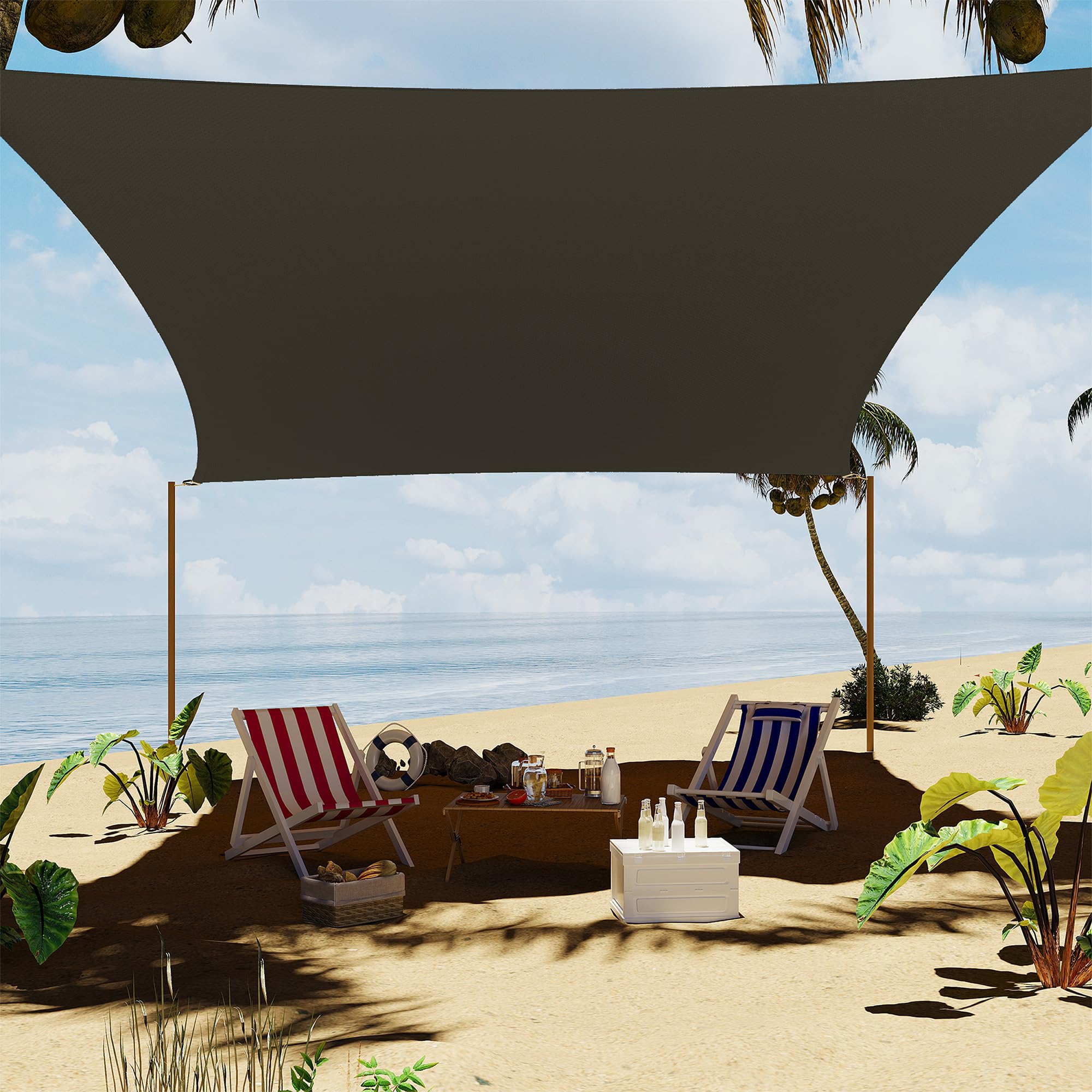 GarveeLife - 8X10FT Sun Shade Sail Rectangle Shade Cloth Canopy Sunshade for Patio UV Block Outdo...