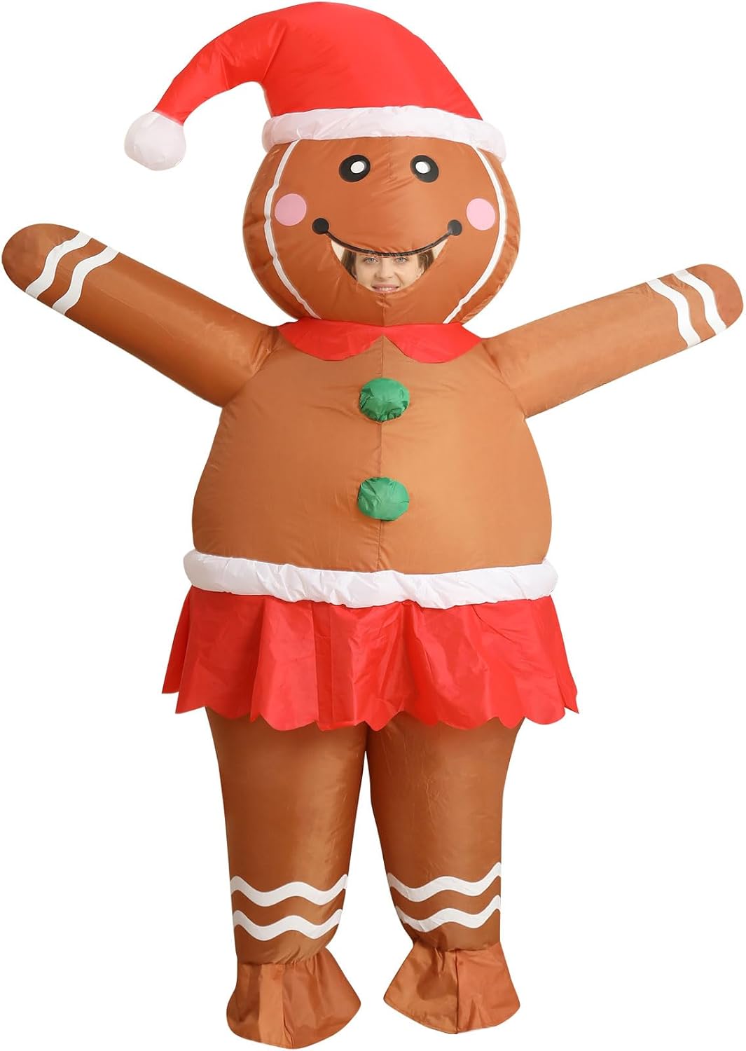 Etokfoks  Gingerbread Costume Kids Ages 9 12 Inflatable Christmas Costumes Blow up Xmas Ginger Bread Man Height 4 27 4 92