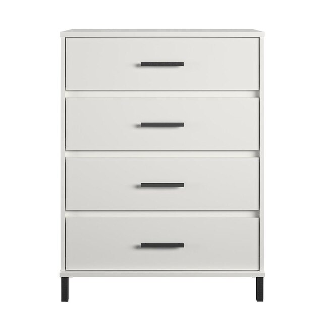 4 Drawer Standard Dresser, White Dresser Under 50 Inches Wide