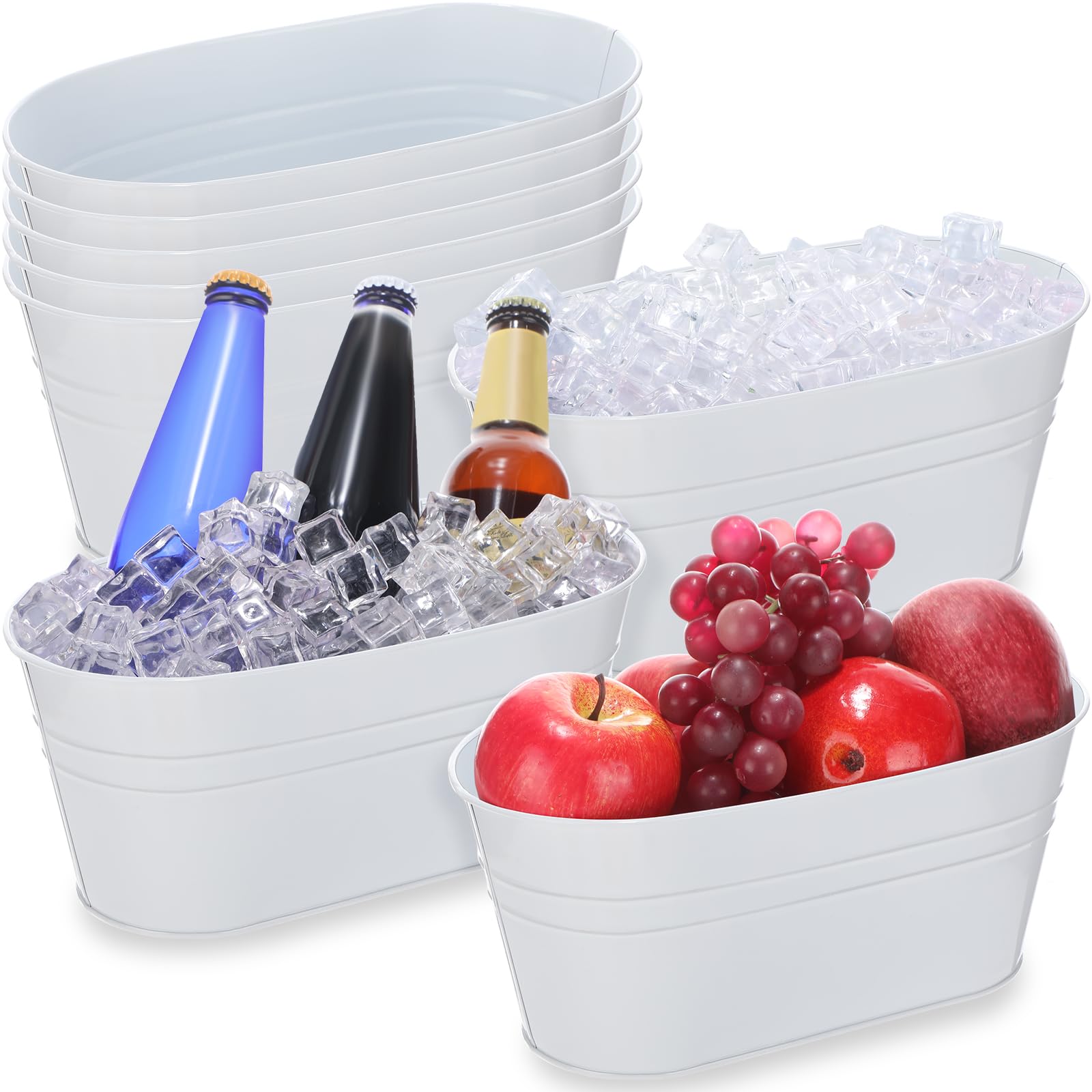 Aoibox 8 Pack 3 Quart Galvanized Steel Ice Bucket Tubs for Parties Mimosa Bars Champagne and Beverage Cooling #LAB42HT5