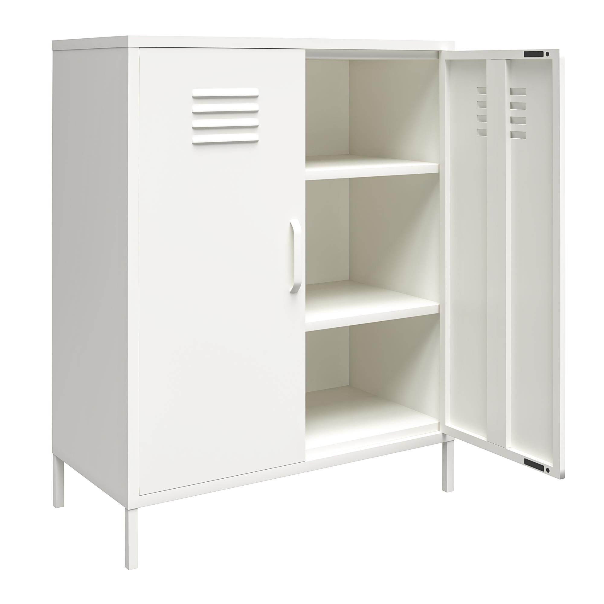 Huntyr 2-Layer Vertical Stackable Cold Rolled Steel Storage Cabinet with Lock Inbox Zero Color: White