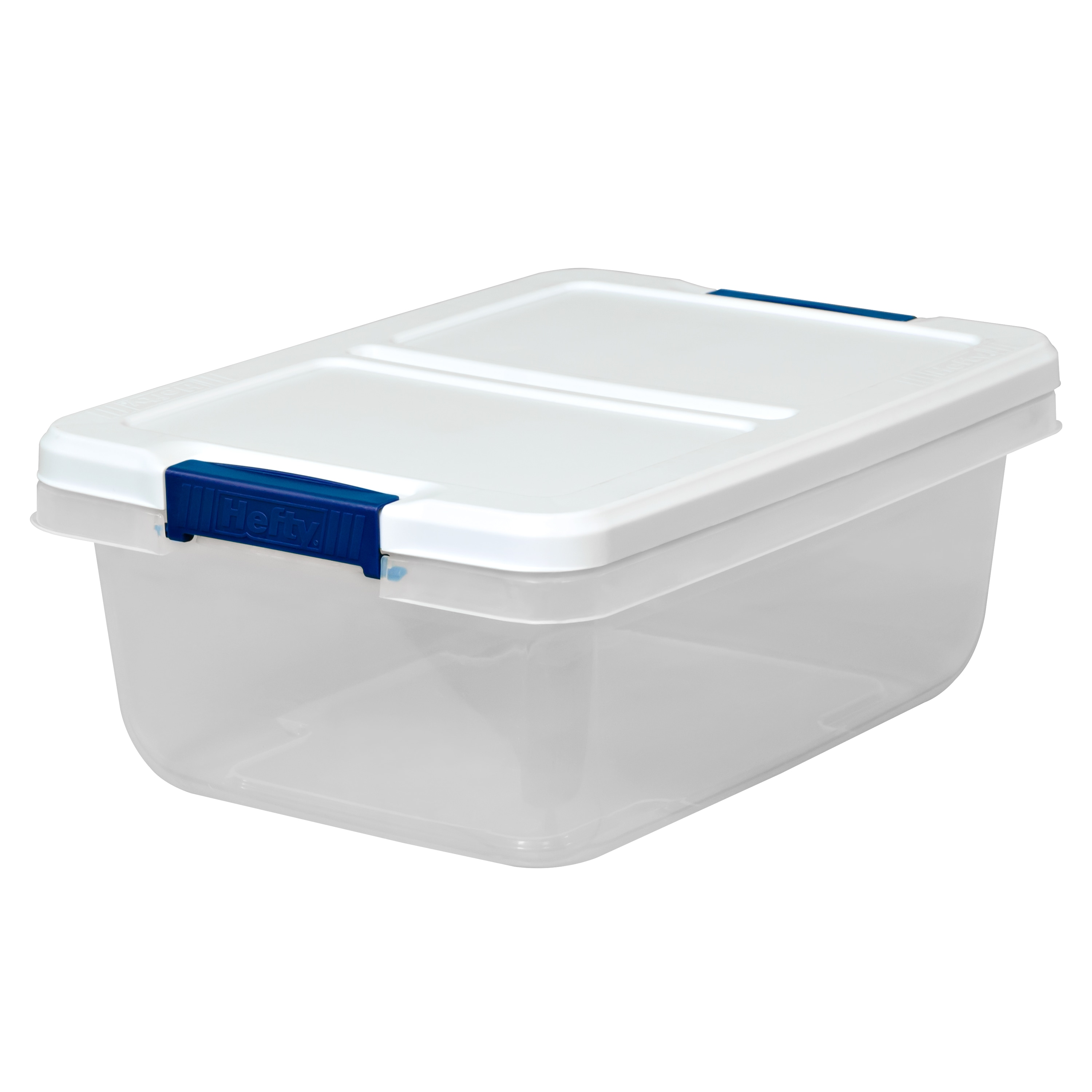 8X Hefty 18 Qt. Clear Plastic Storage Bin with Blue HI-Rise Lid