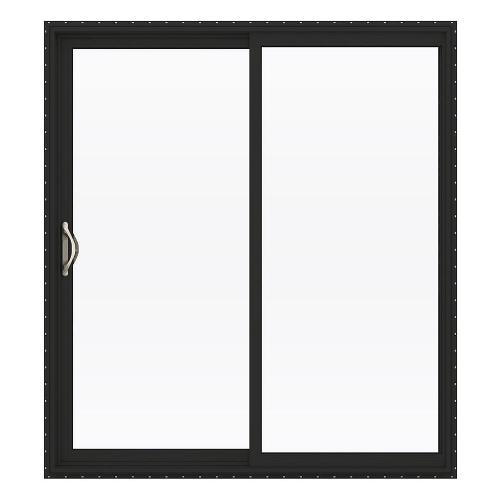 FiniShield V-2500 72-in x 80-in Low-e Argon Black Vinyl Sliding Left-Hand Sliding Double Patio Door Screen Included | - JELD-WEN JW251500004