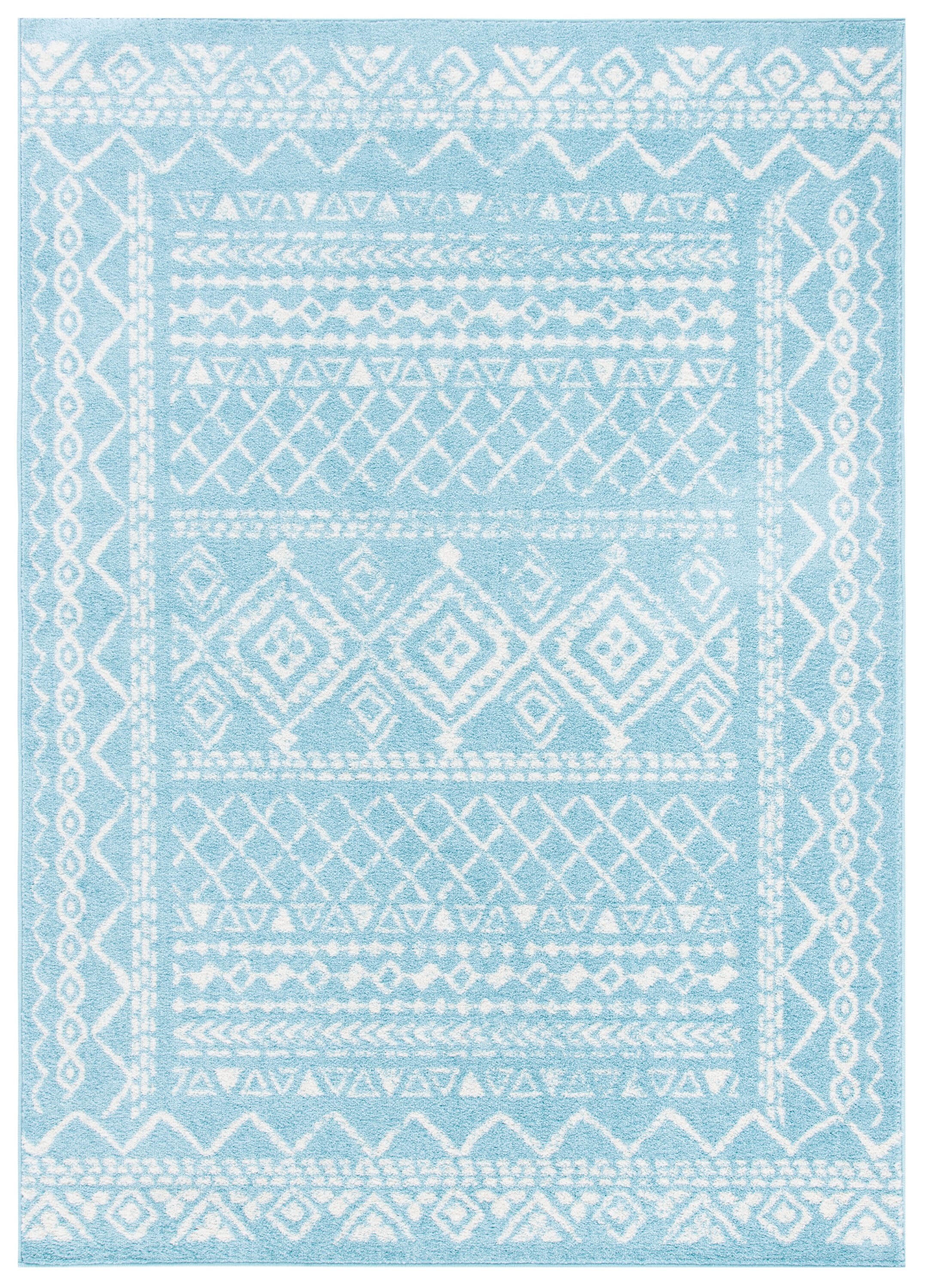 Safavieh TUL268K-5 Tulum Grady 5 x 8 (ft) Loomed Polypropylene Turquoise/Ivory Rectangular Indoor Geometric Bohemian/Eclectic Area rug