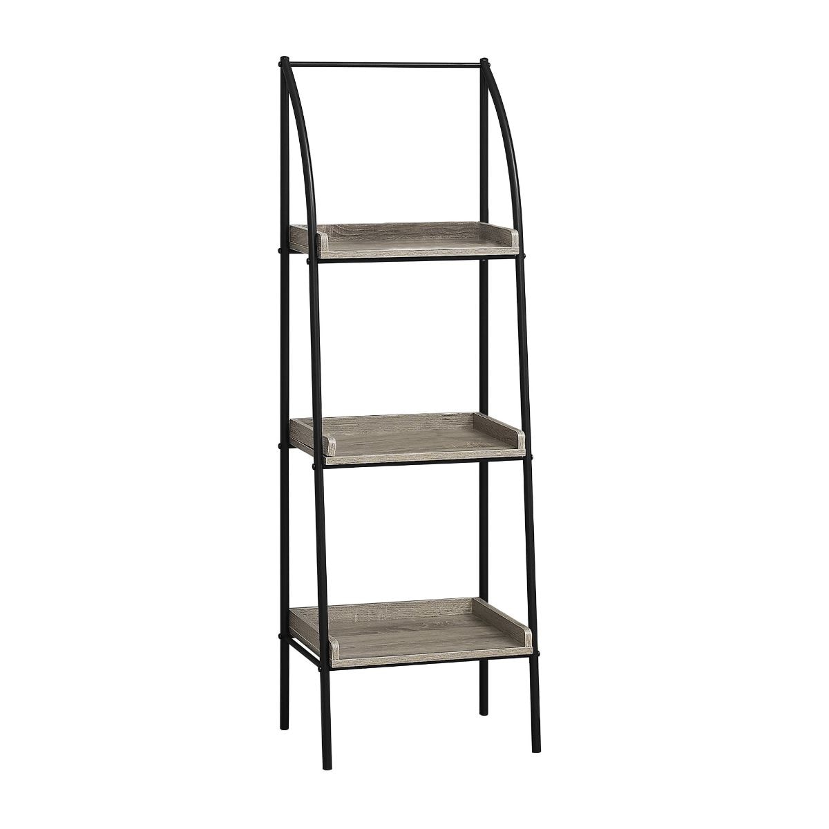 HomeRoots 333424 Jasmine Dark Taupe Metal 3-Shelf Bookcase (12-in W x 48-in H x 16-in D)