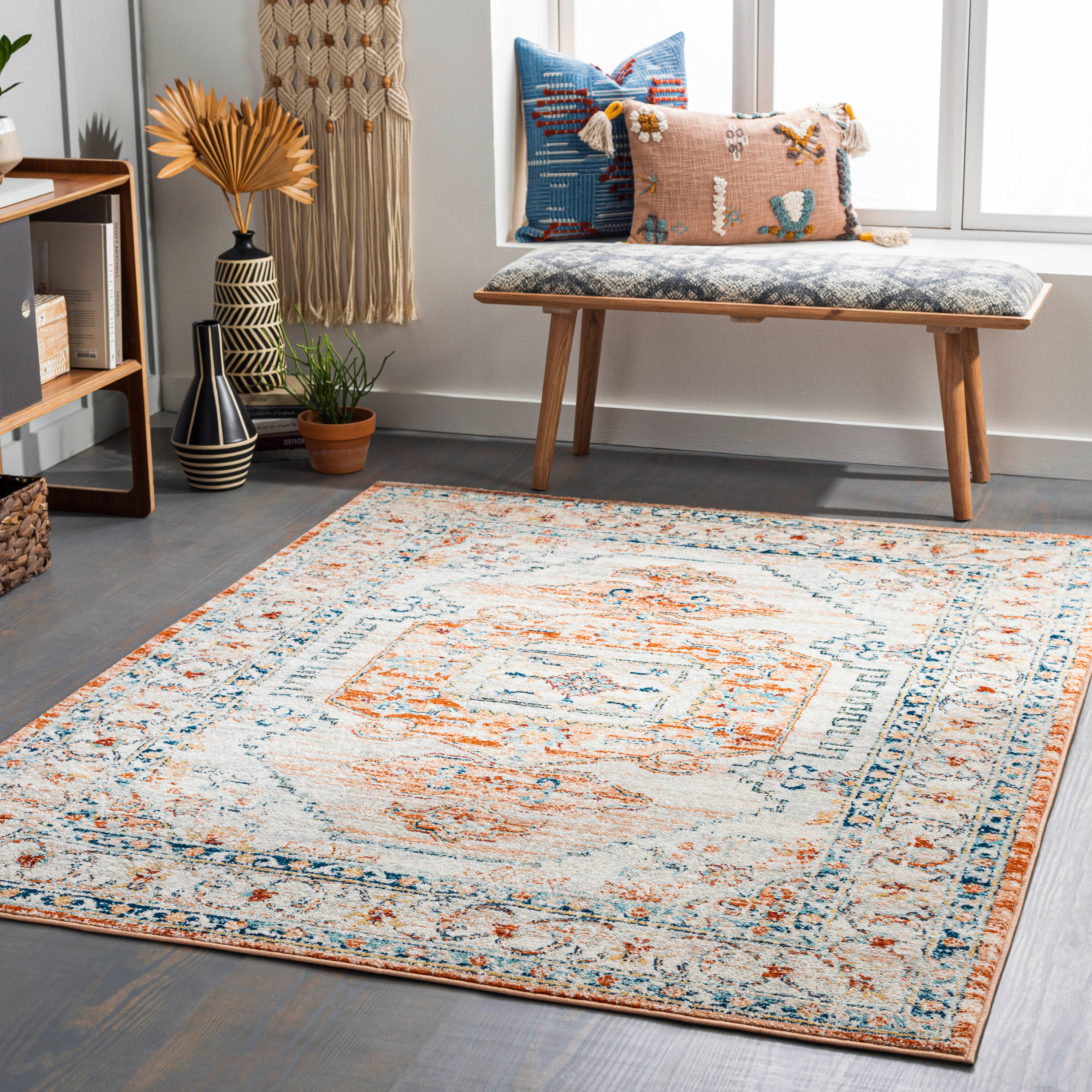 Artistic Weavers TVZ2311-537 Tevazu 5 X 7 Light Grey Indoor Medallion Oriental Area Rug