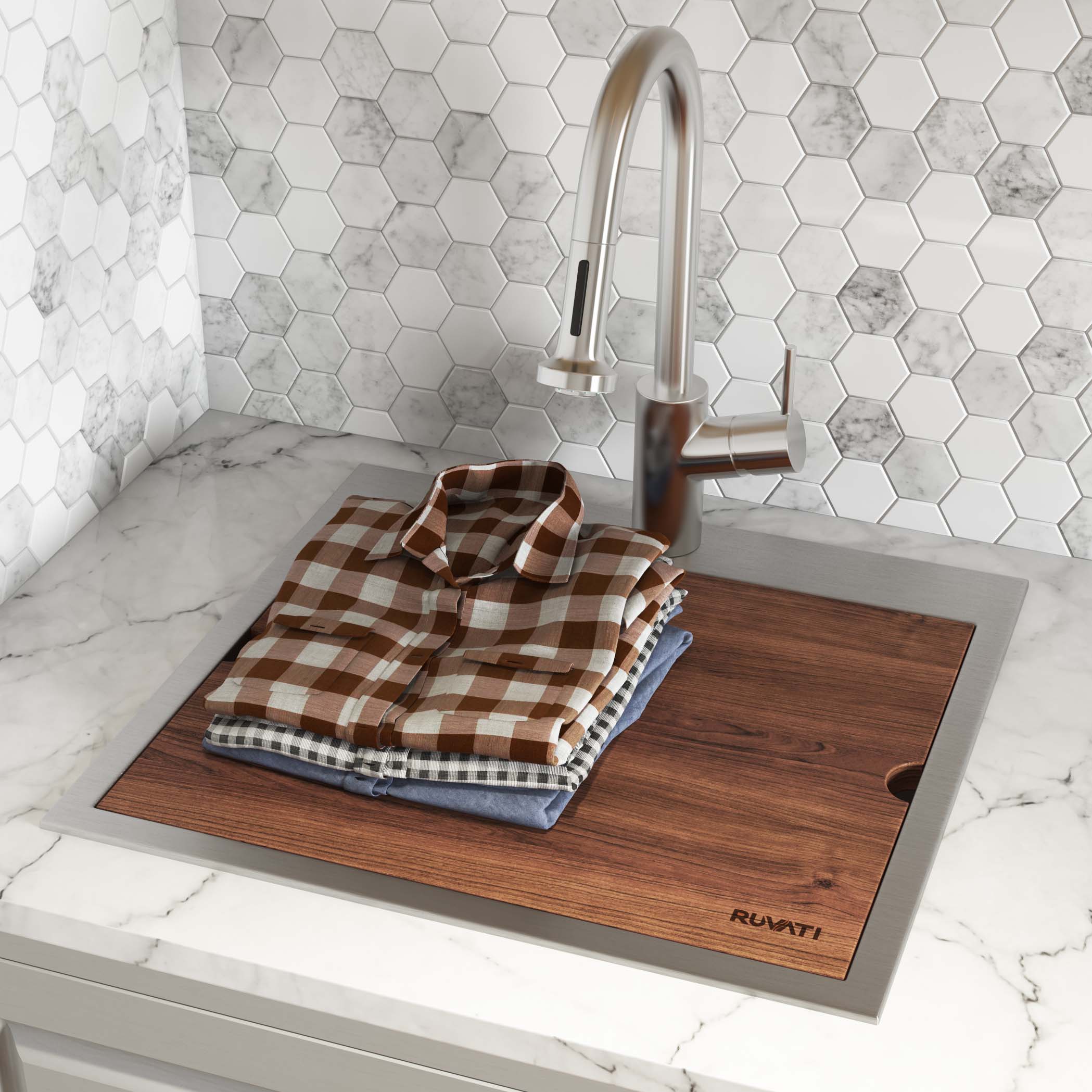 Ruvati 24" Stainless Steel Drop-In Utility Sink with Grid