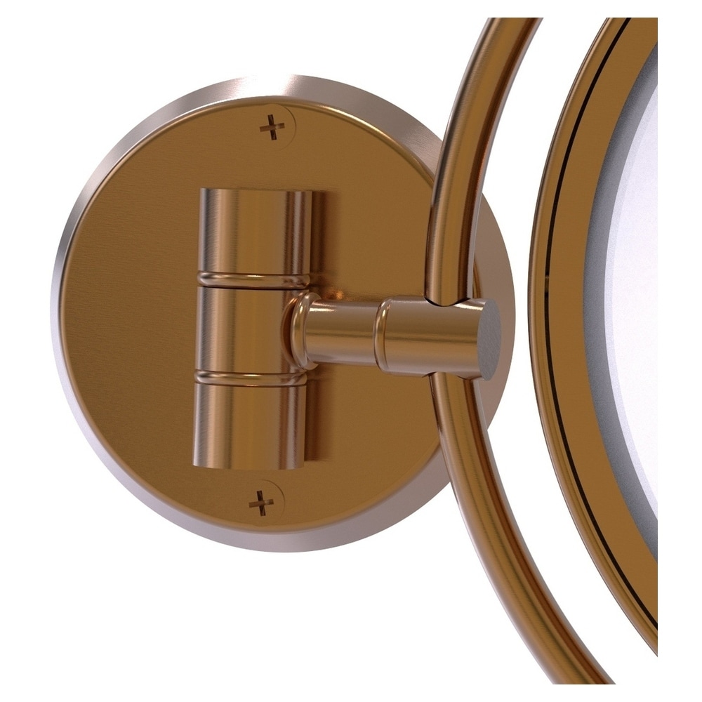 Allied Brass 8-in x 10-in Brushed Bronze Double-sided 2X Magnifying Wall- mounted Vanity Mirror in the Makeup Mirrors department at