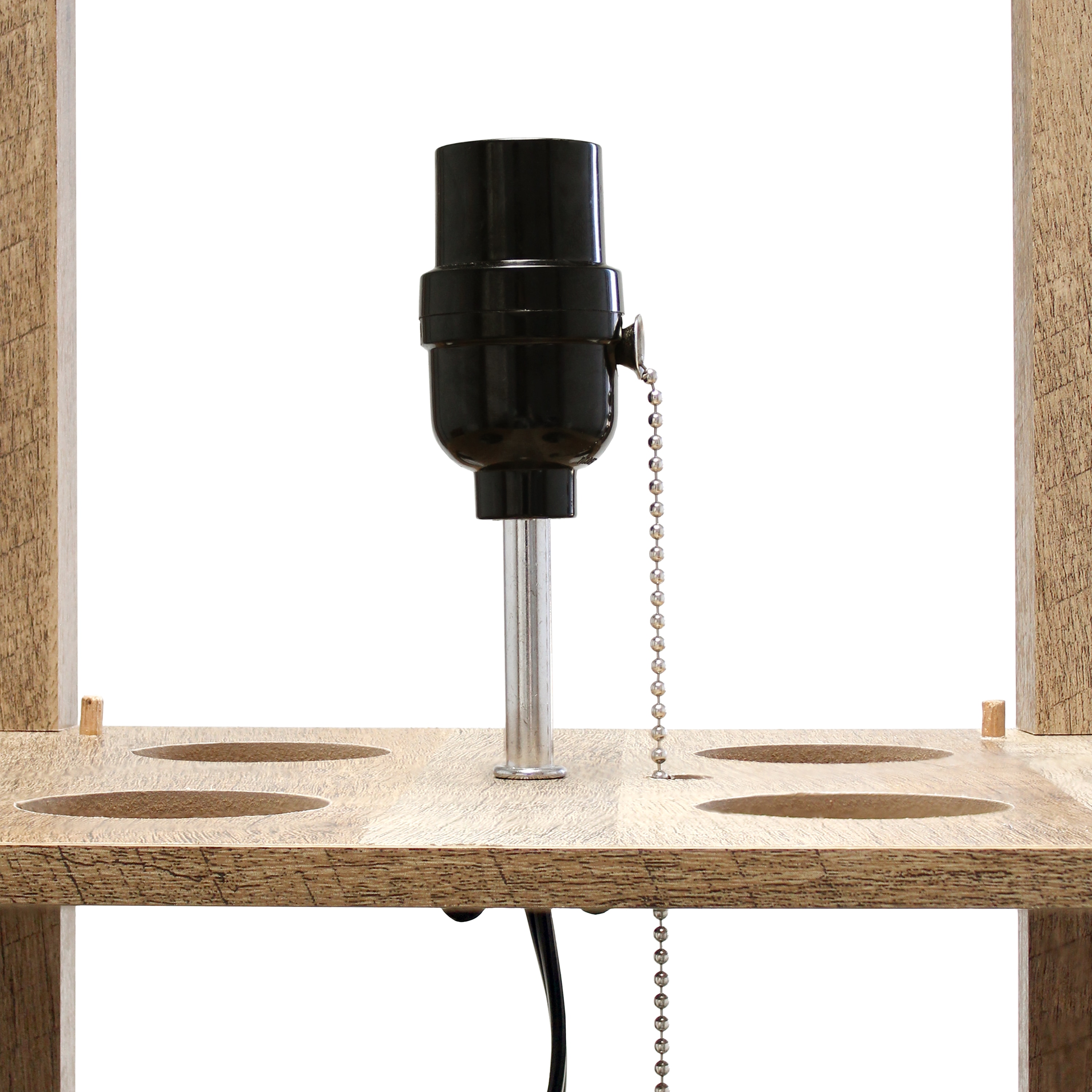 62.5" Black MDF 3-Tier Floor Lamp with Linen Shade