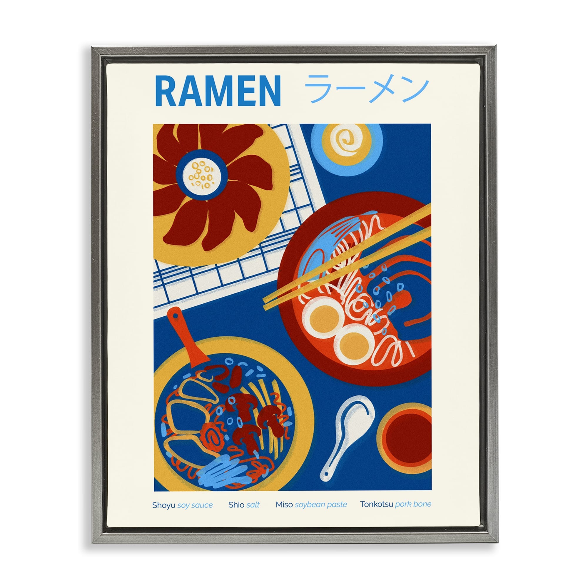 Stupell Industries BS-347-FFL-16X20 Ramen Table Placement Gray Framed Floater Canvas Wall Art By Victoria Barnes 17 x 21