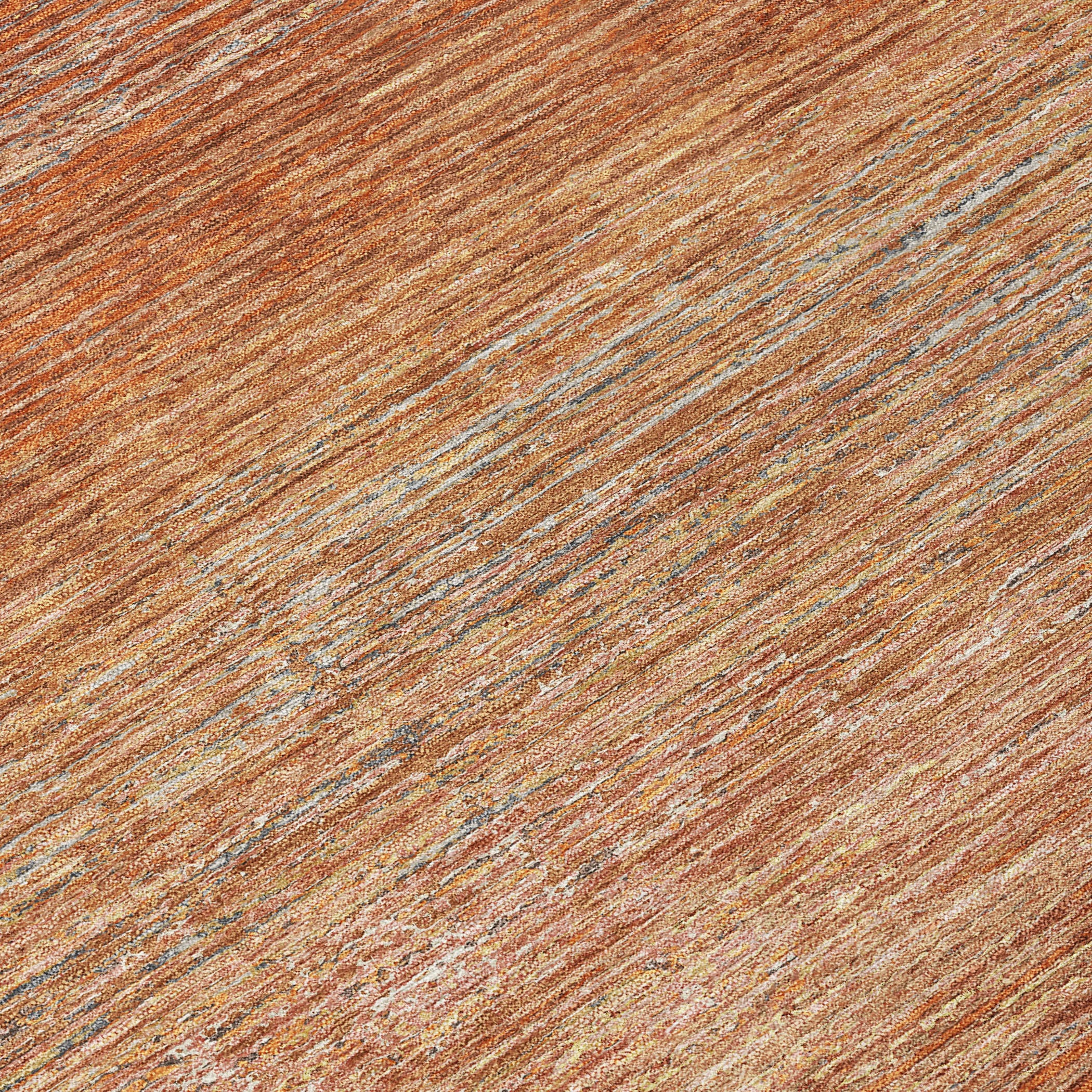 Copper Red Stripe Synthetic 9' x 12' Washable Rug