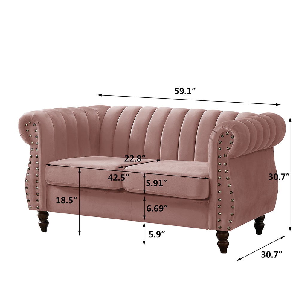 CASAINC Modern stylish upholstered sofa 30.71-in Modern Pink Velvet ...