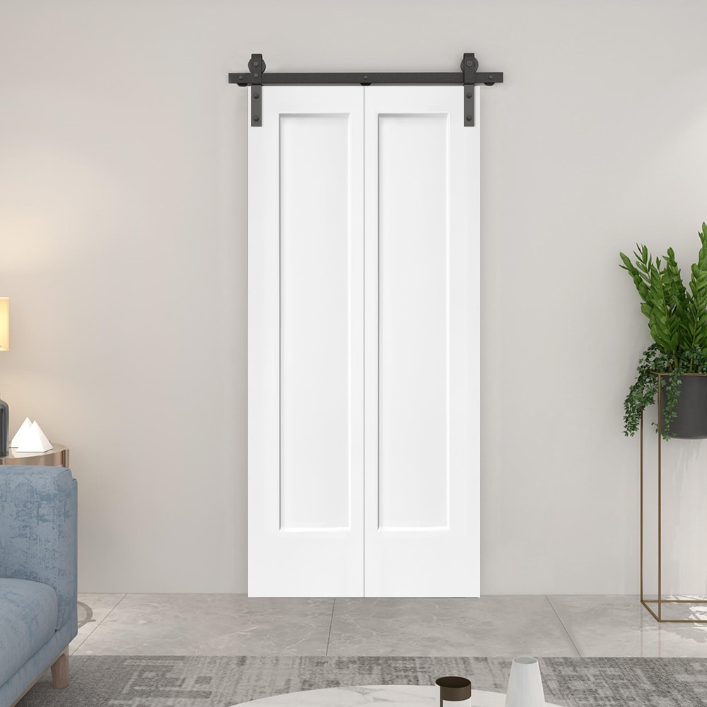 CALHOME 24-in x 80-in Primed White Primed MDF Hollow Core Barn Door ...